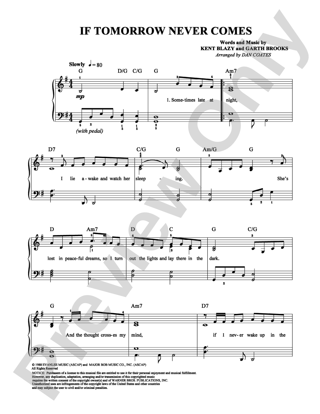If Tomorrow Never Comes: Easy Piano Digital Sheet Music