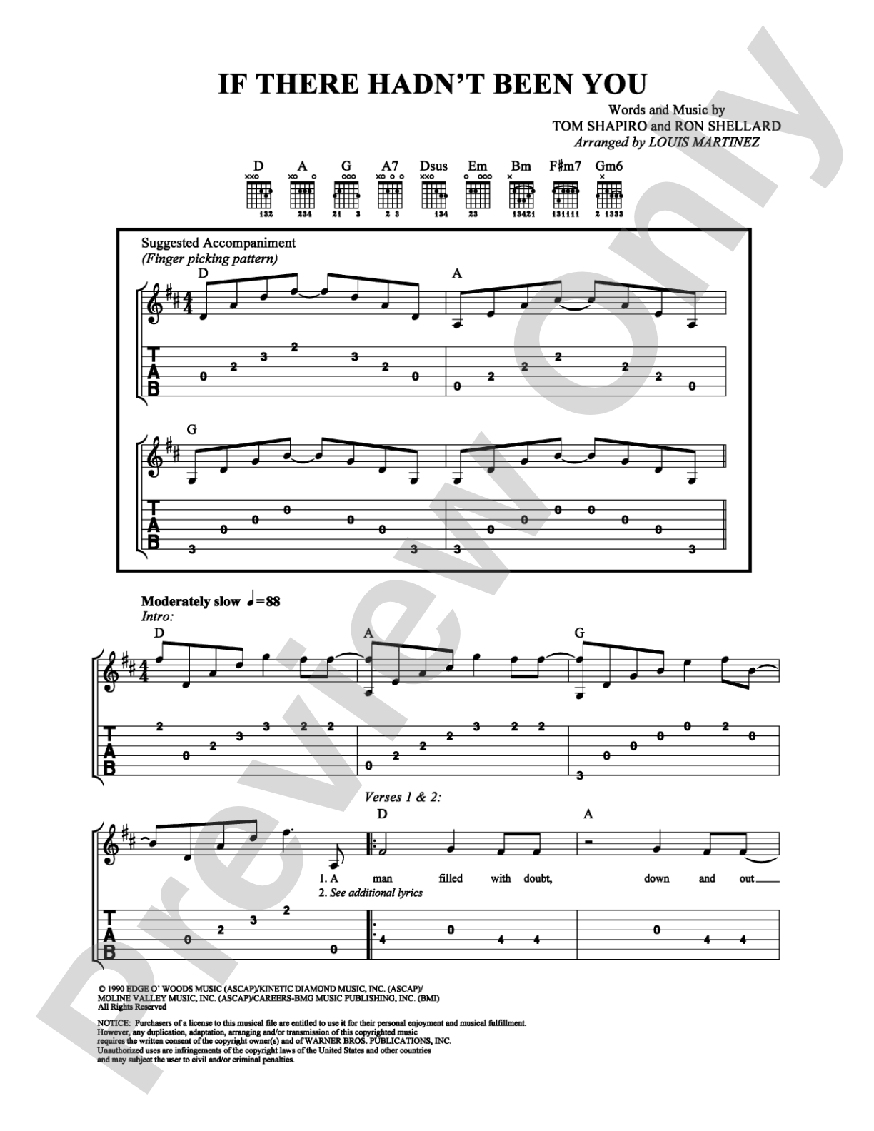 If There Hadn't Been You: Easy Guitar Digital Sheet Music