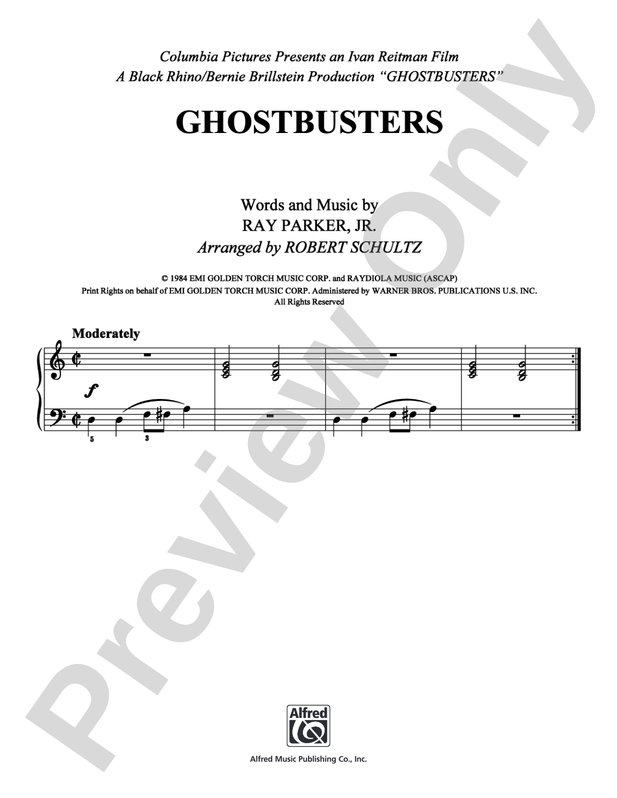 Ghostbusters: Easy Piano Digital Sheet Music