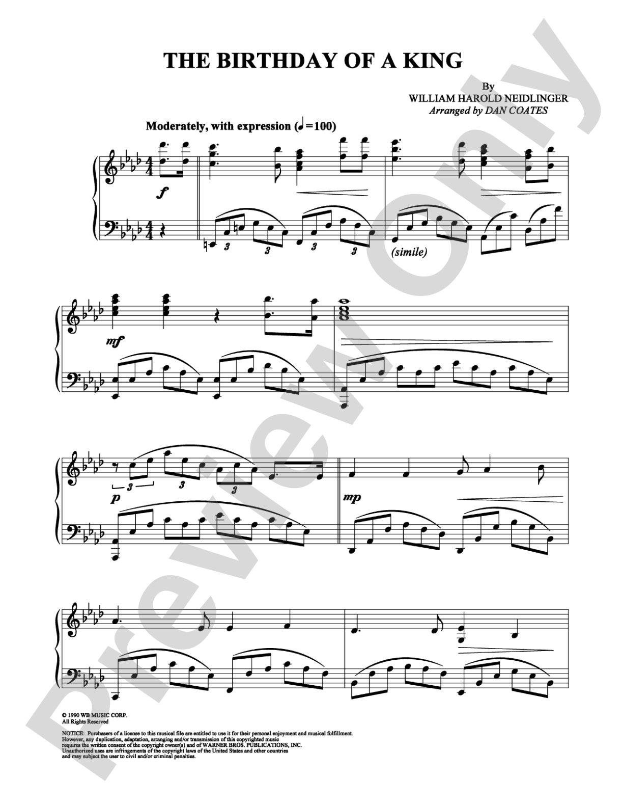 The Birthday of a King: Piano Digital Sheet Music