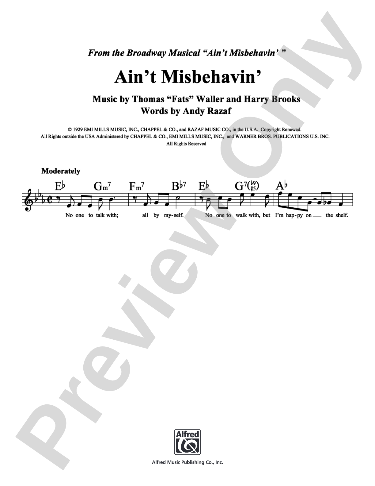 Ain't Misbehavin': Lead Sheet Digital Sheet Music