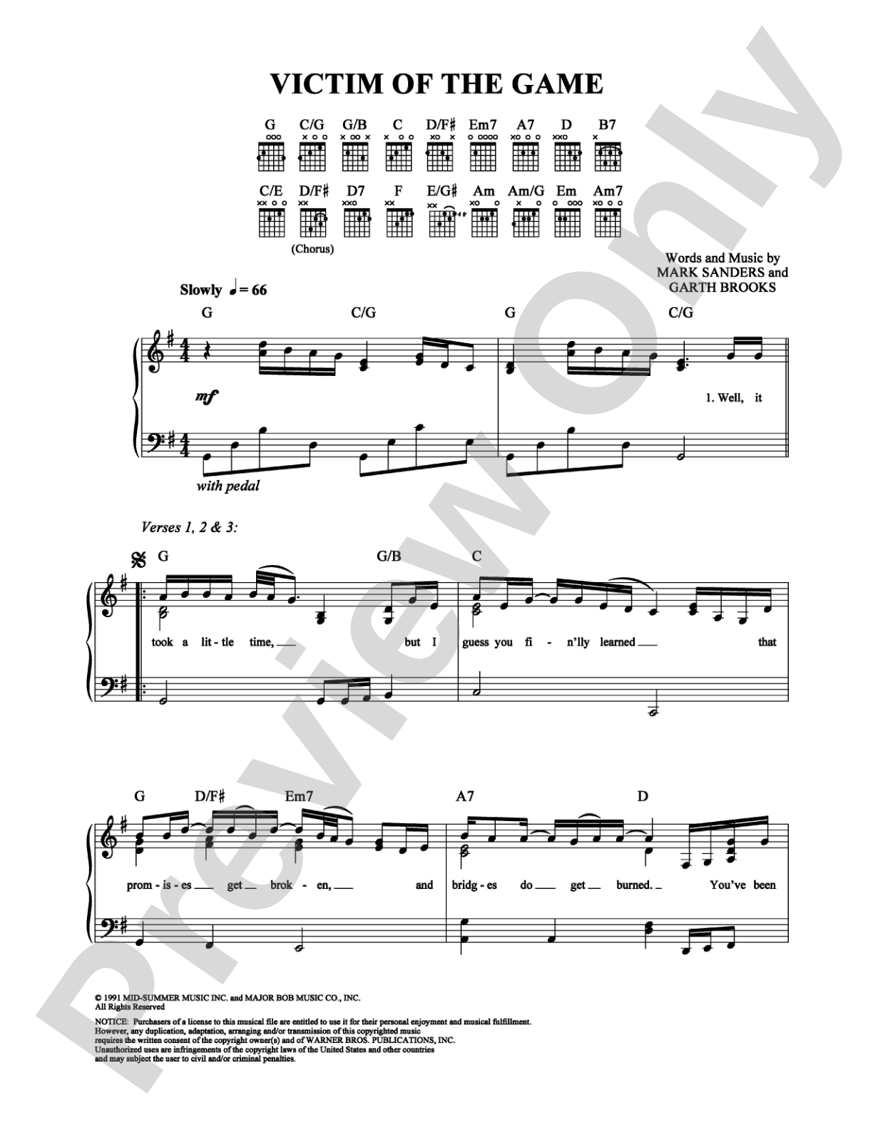 Victim of the Game: Piano/Vocal/Chords Digital Sheet Music