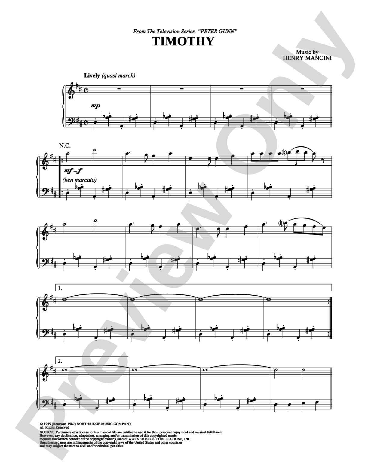 Timothy: Piano Digital Sheet Music