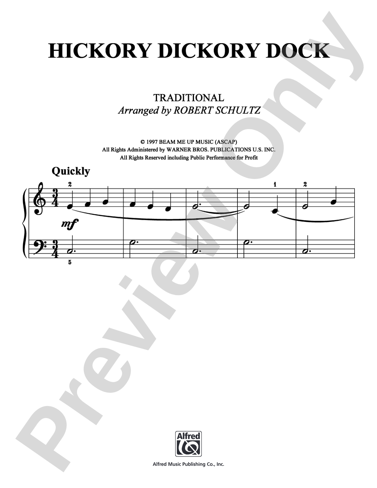 Hickory Dickory Dock (Easy Play Piano): Easy Piano Digital Sheet Music