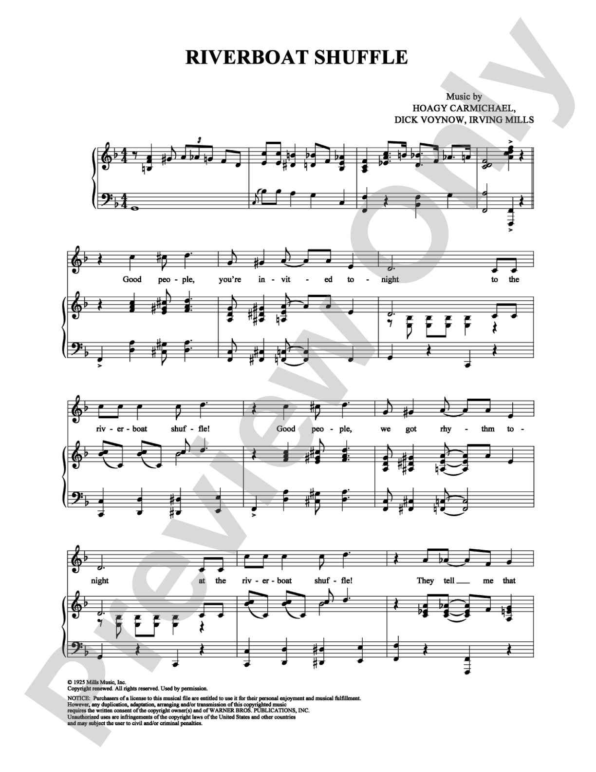 Riverboat Shuffle: Piano/Vocal/Chords Digital Sheet Music