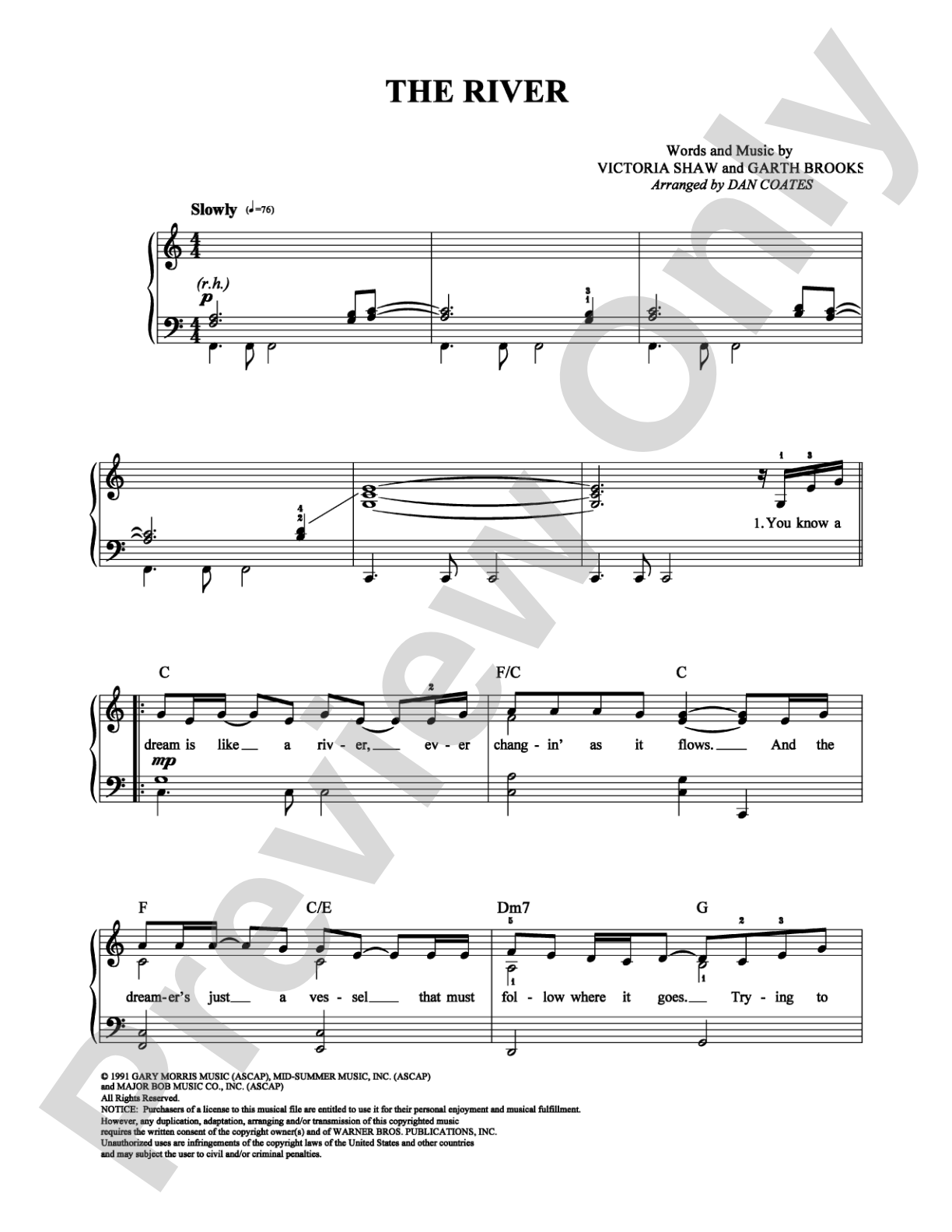 The River: Easy Piano Digital Sheet Music