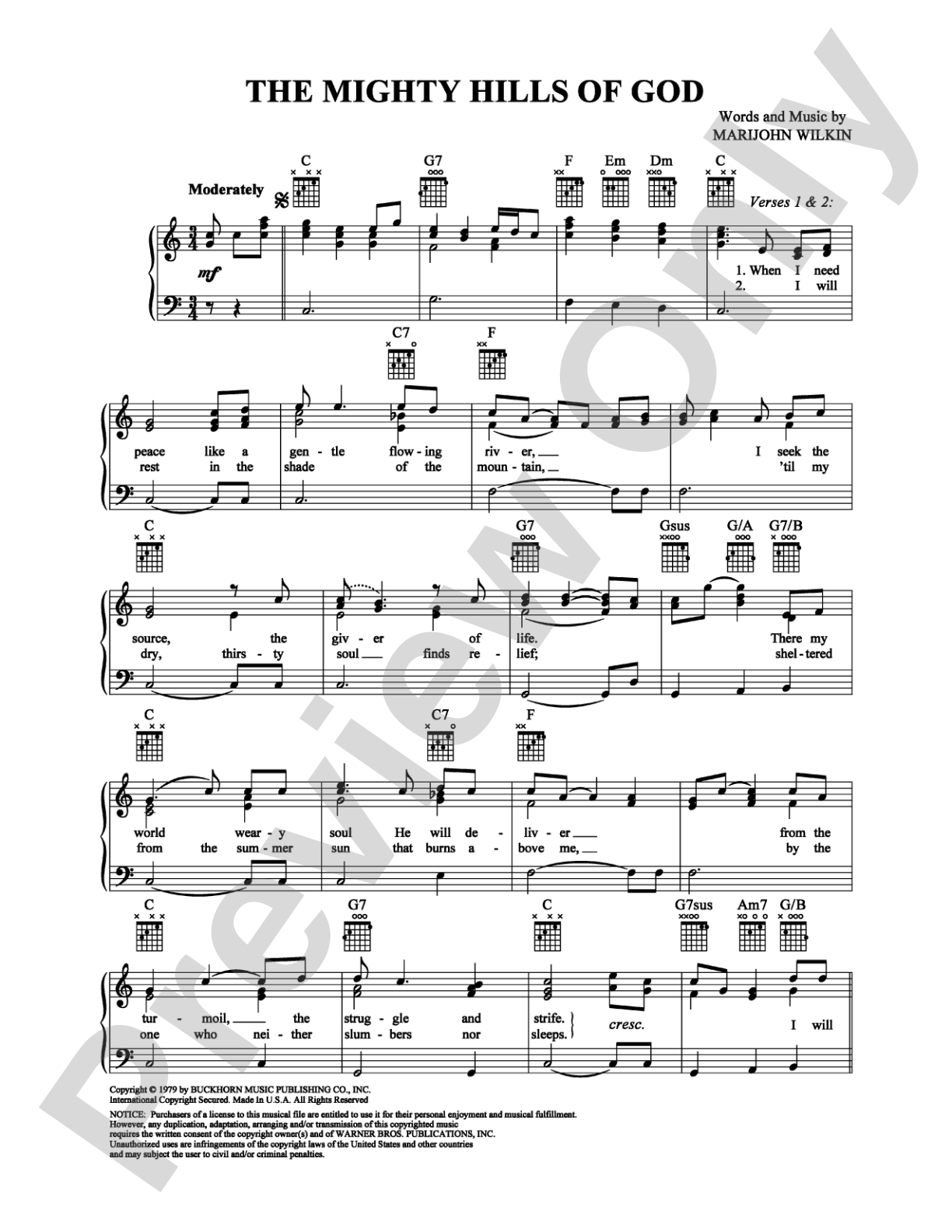 The Mighty Hills of God: Piano/Vocal/Chords Digital Sheet Music