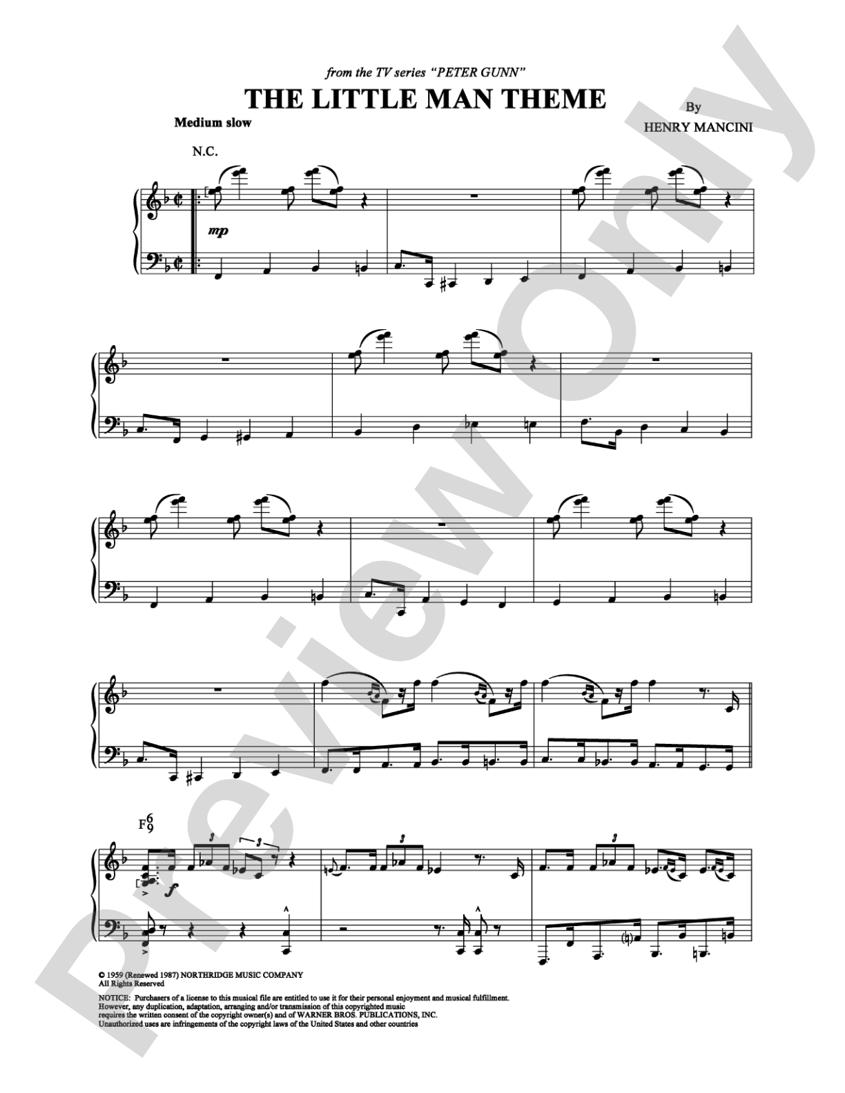 The Little Man Theme: Piano Digital Sheet Music