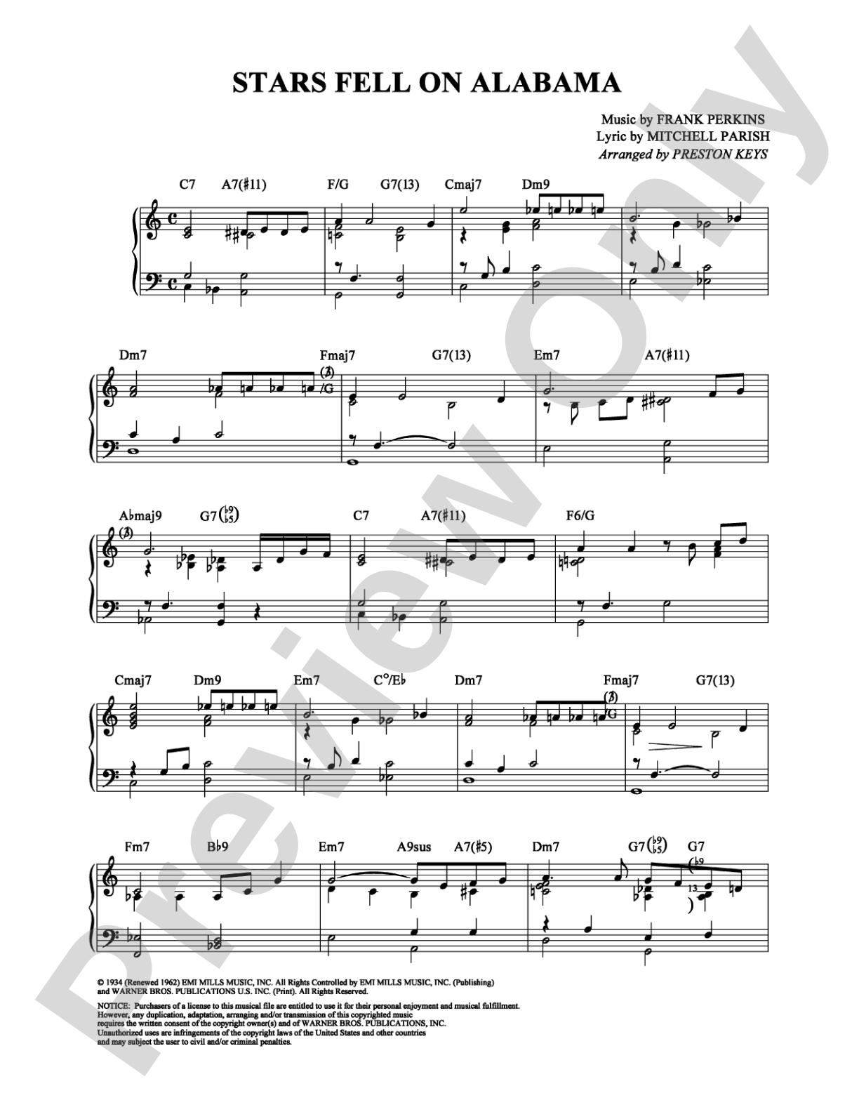 Stars Fell on Alabama: Piano Digital Sheet Music