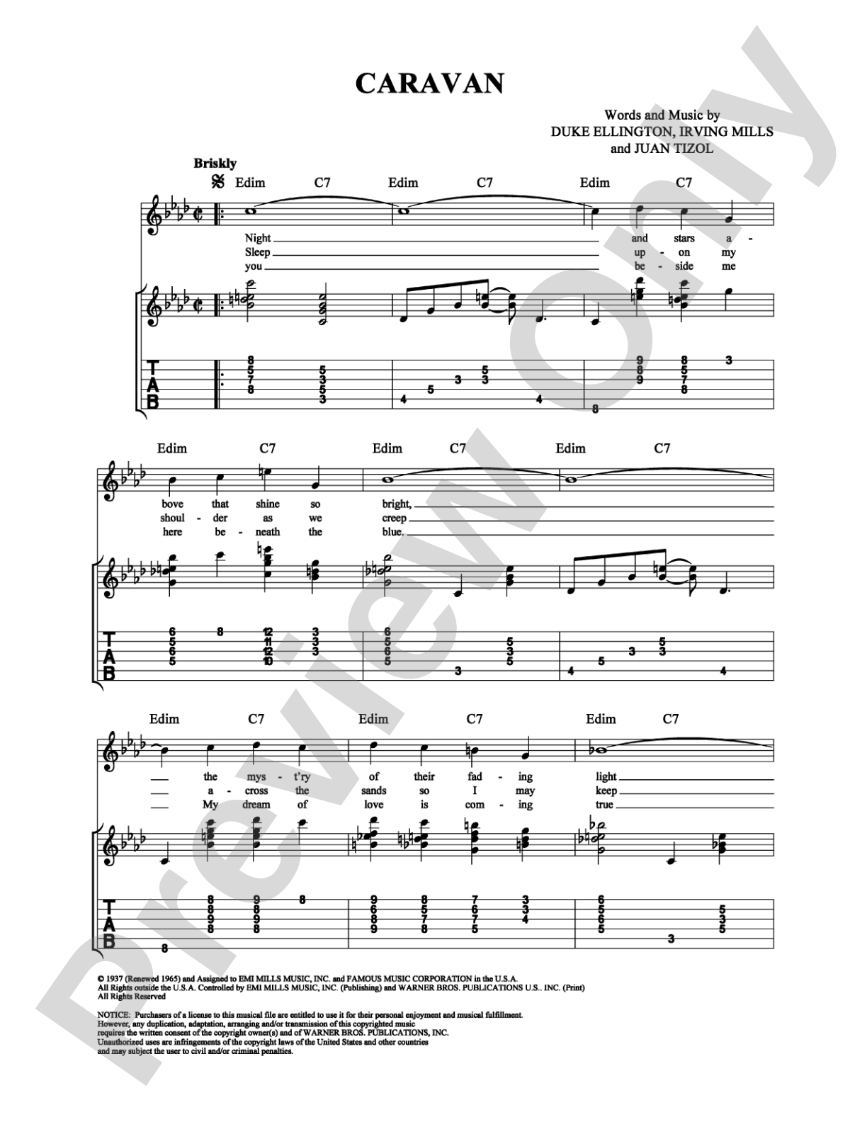 Caravan: Guitar TAB Digital Sheet Music