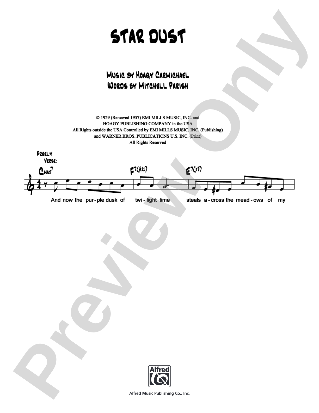 Star Dust: Lead Sheet Digital Sheet Music
