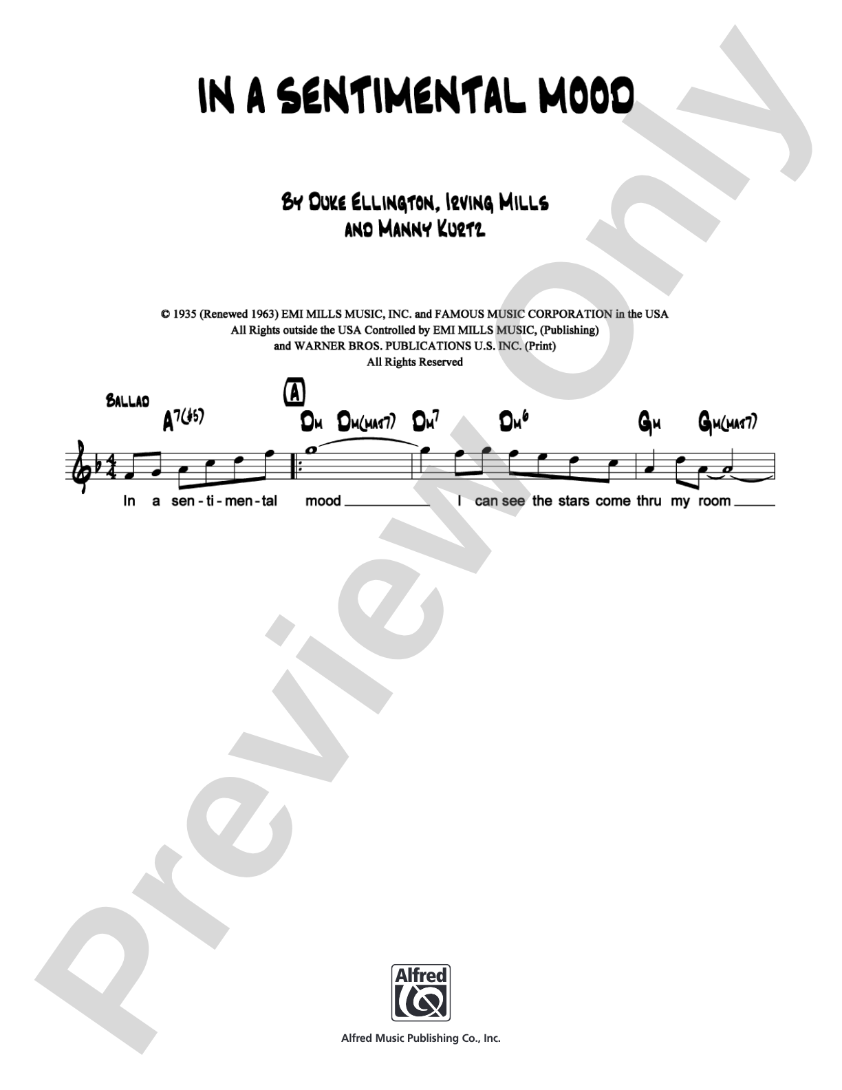 In A Sentimental Mood: Lead Sheet Digital Sheet Music