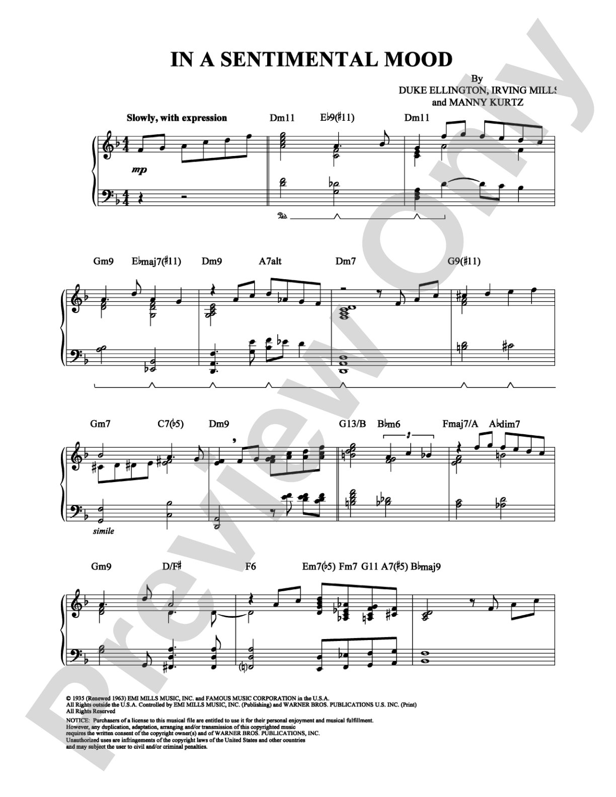 In A Sentimental Mood: Piano Digital Sheet Music