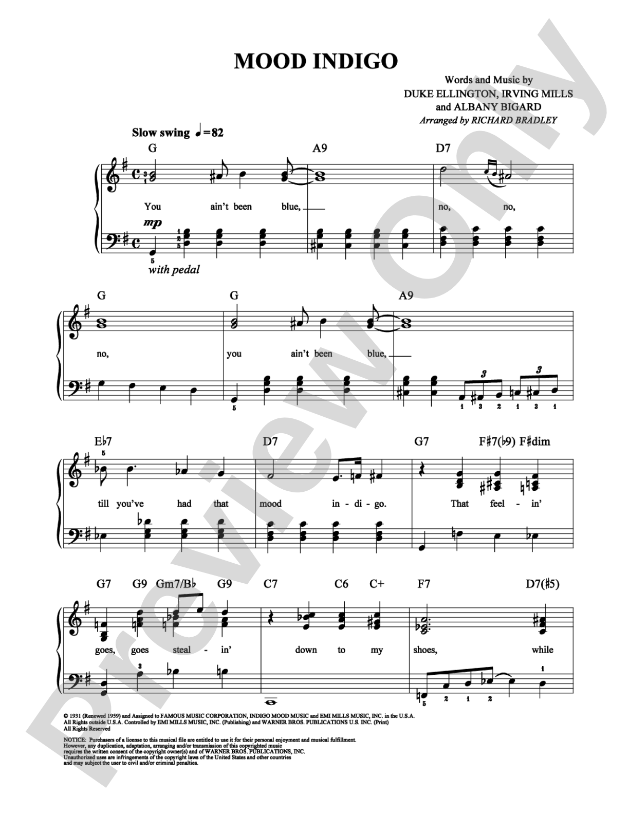 Mood Indigo: Easy Piano Digital Sheet Music