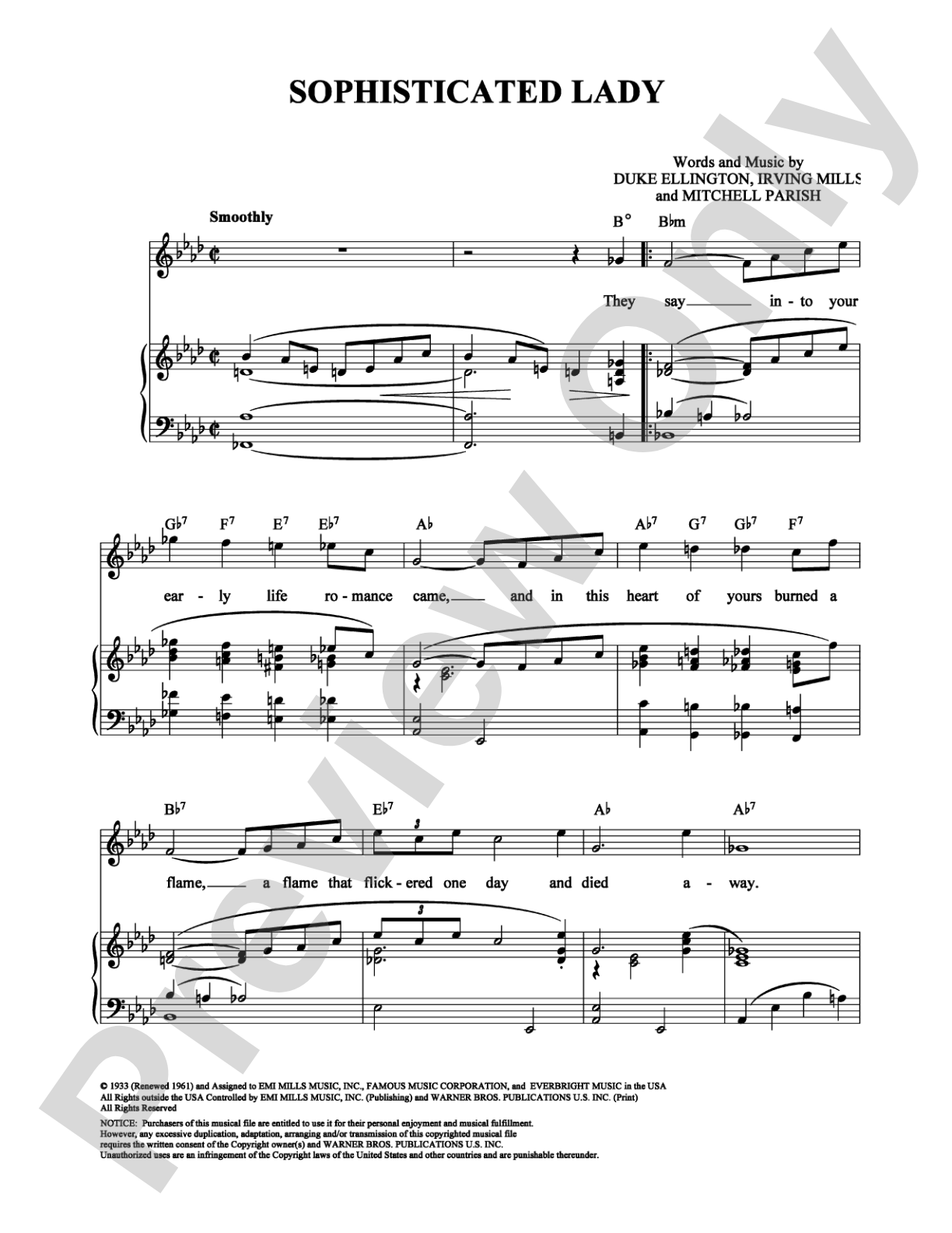 Sophisticated Lady: Piano/Vocal/Chords Digital Sheet Music