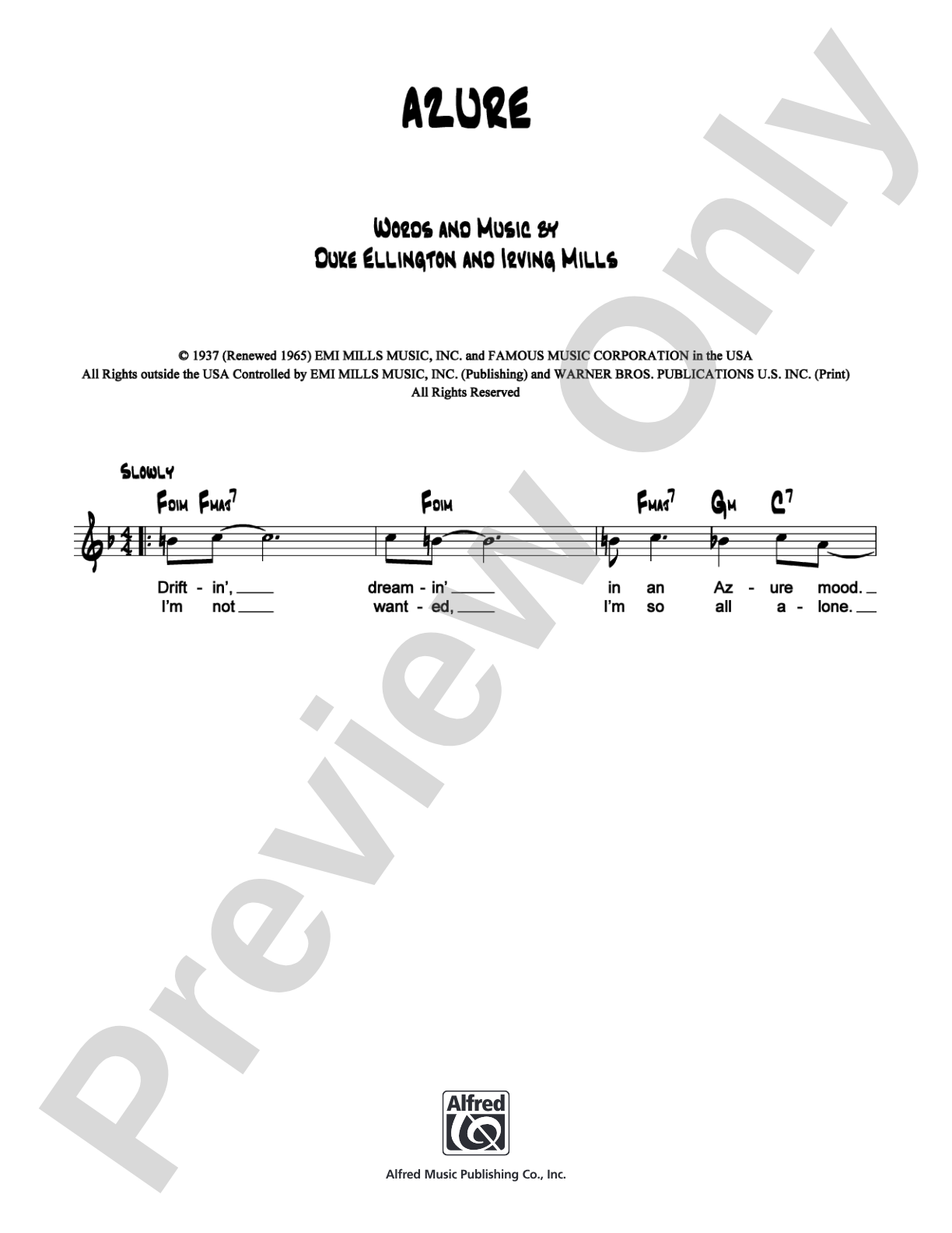 Azure: Lead Sheet Digital Sheet Music