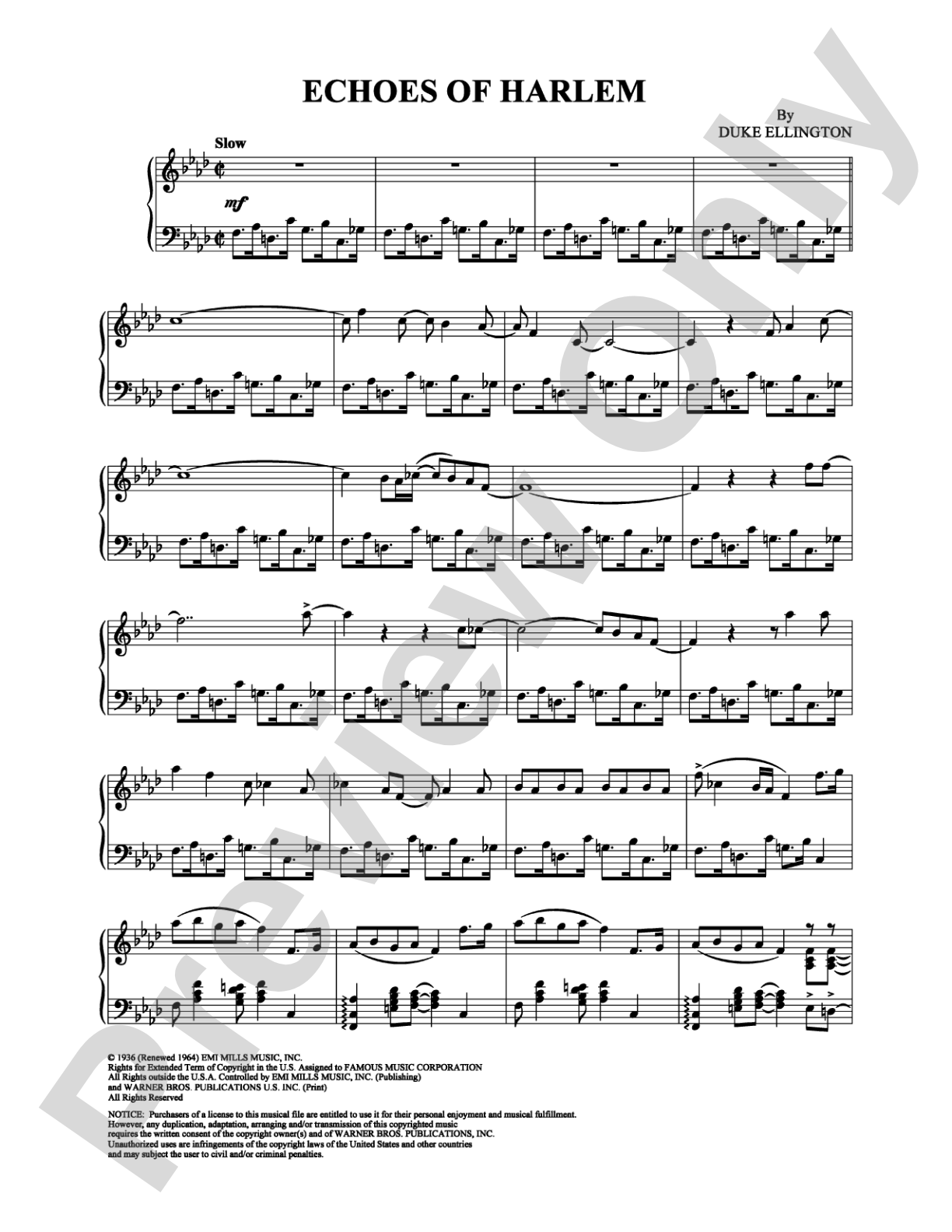 Echoes of Harlem: Piano Digital Sheet Music