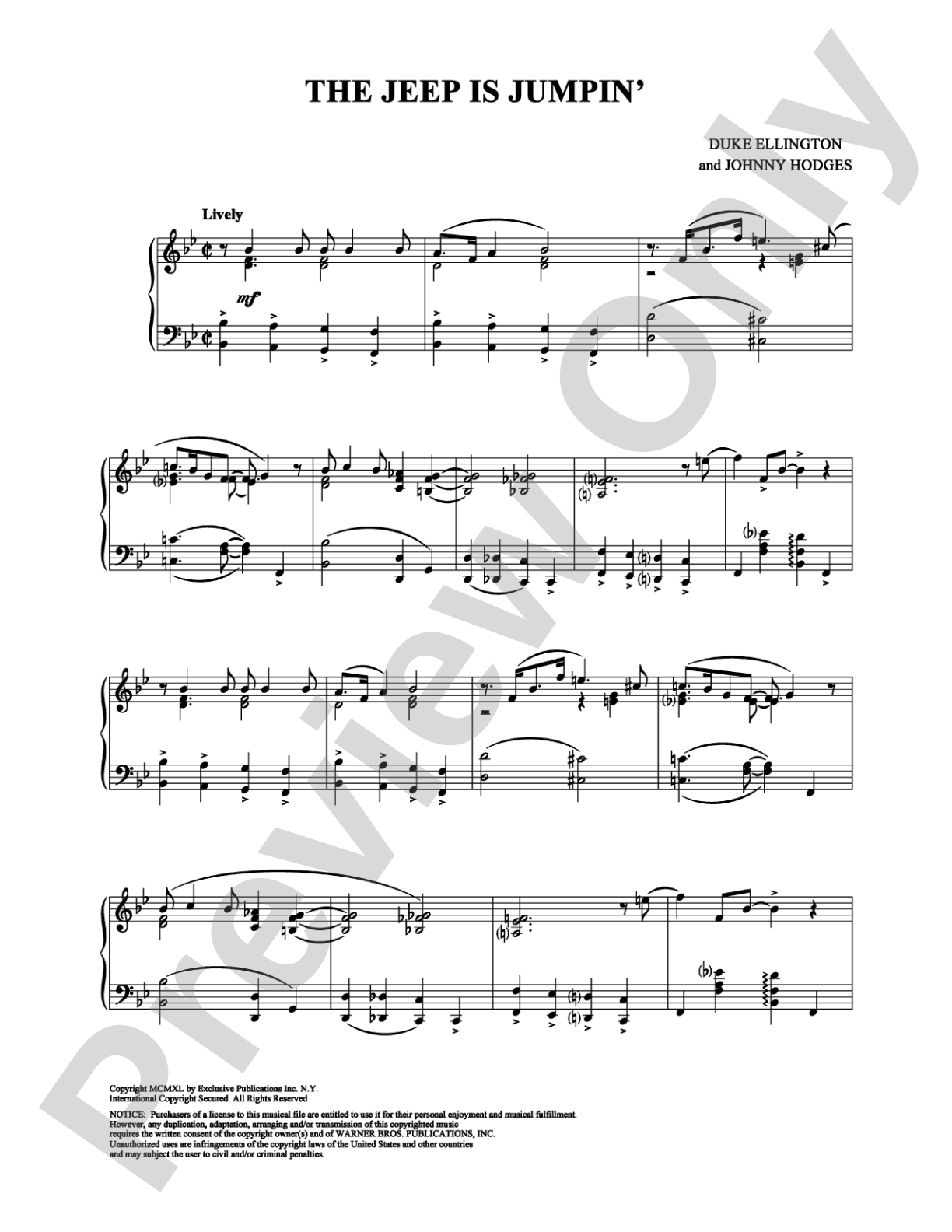 The Jeep is Jumpin': Piano Digital Sheet Music