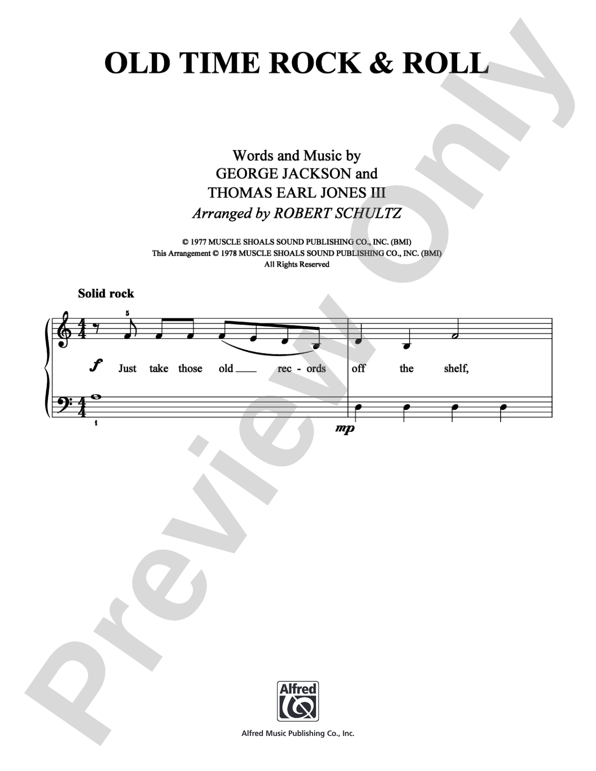 Old Time Rock & Roll: Easy Piano Digital Sheet Music