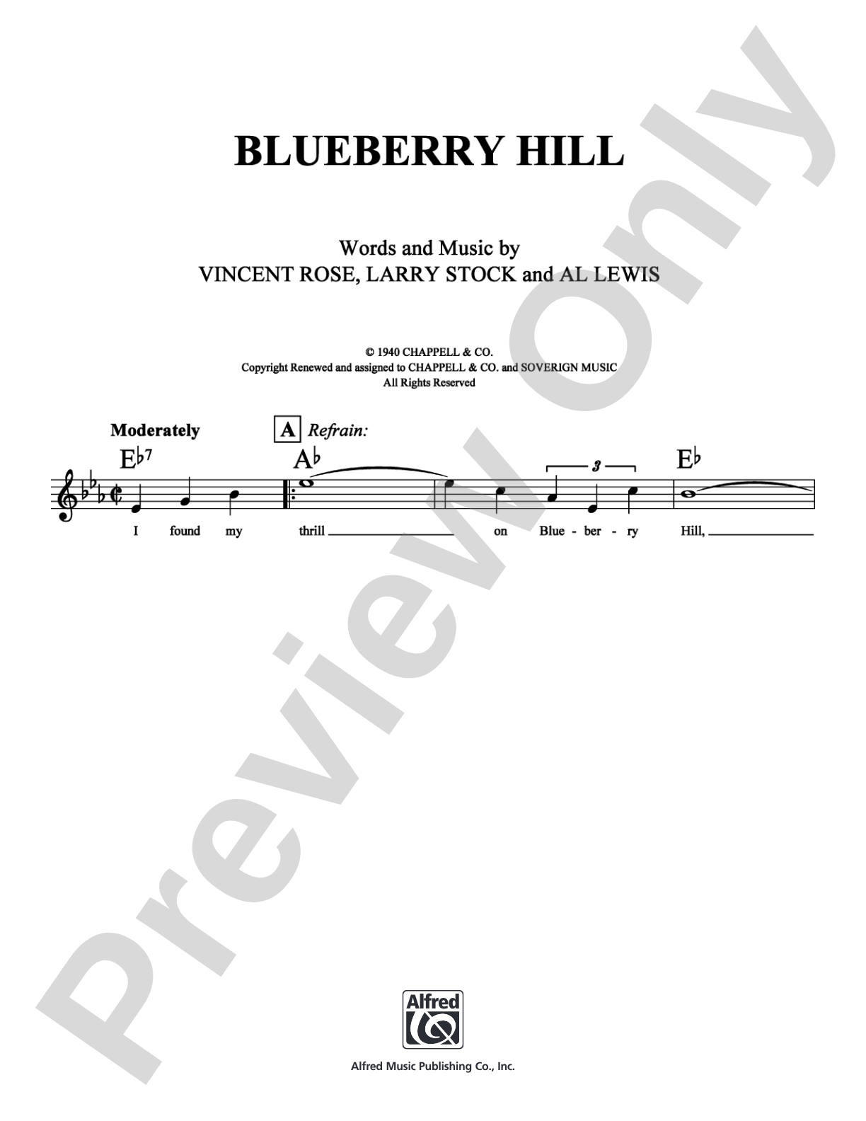 Blueberry Hill: Lead Sheet Digital Sheet Music