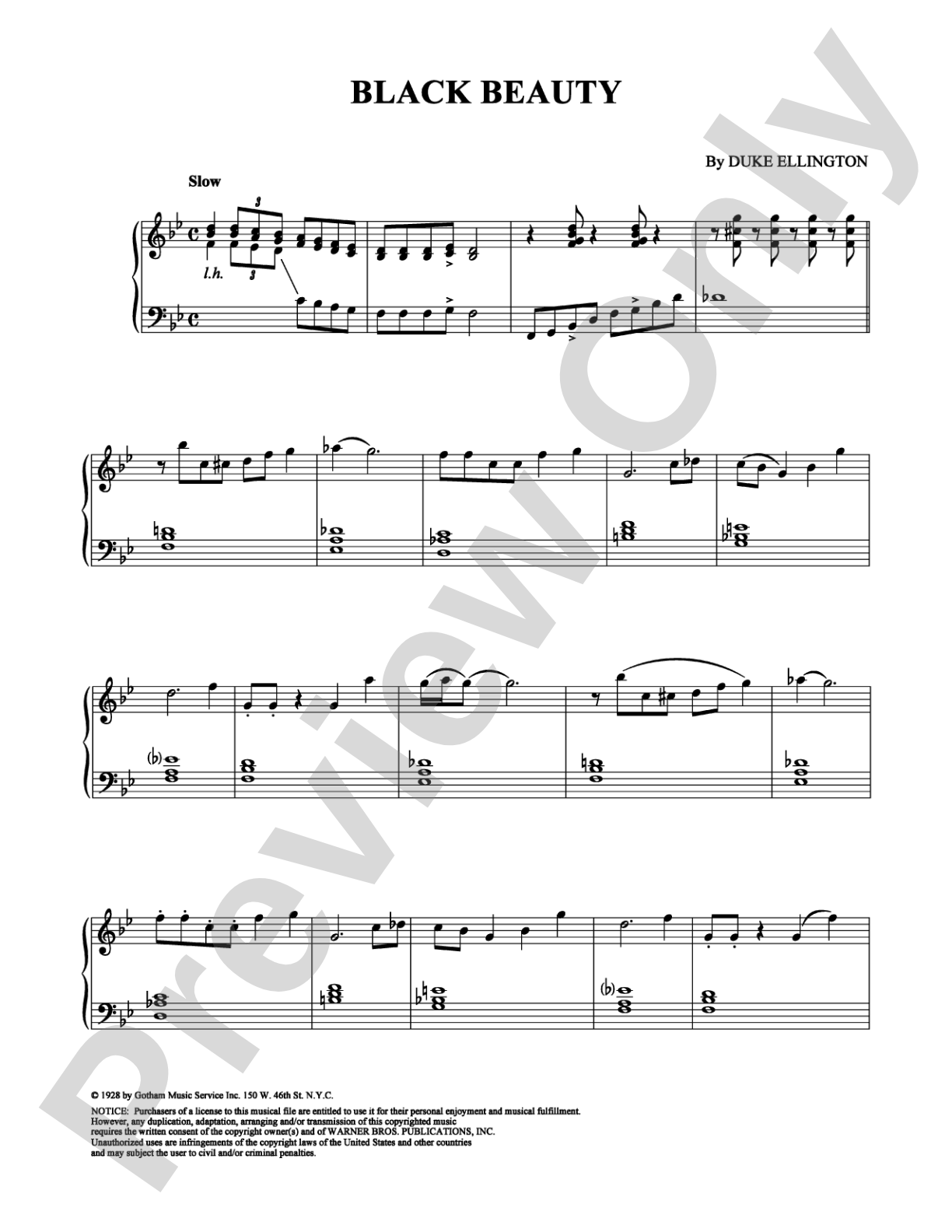 Black Beauty: Piano Digital Sheet Music