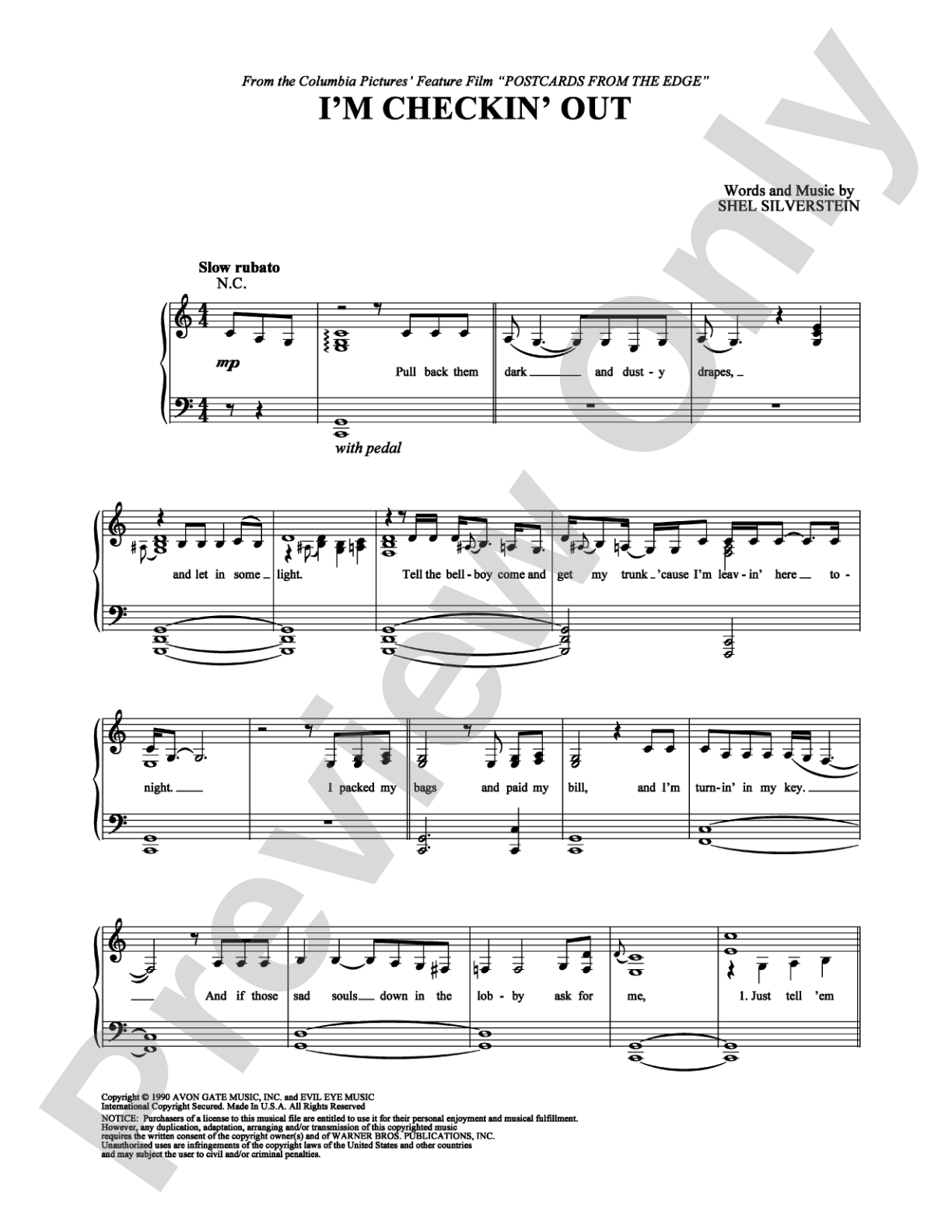 I'm Checkin' Out: Piano/Vocal/Chords Digital Sheet Music