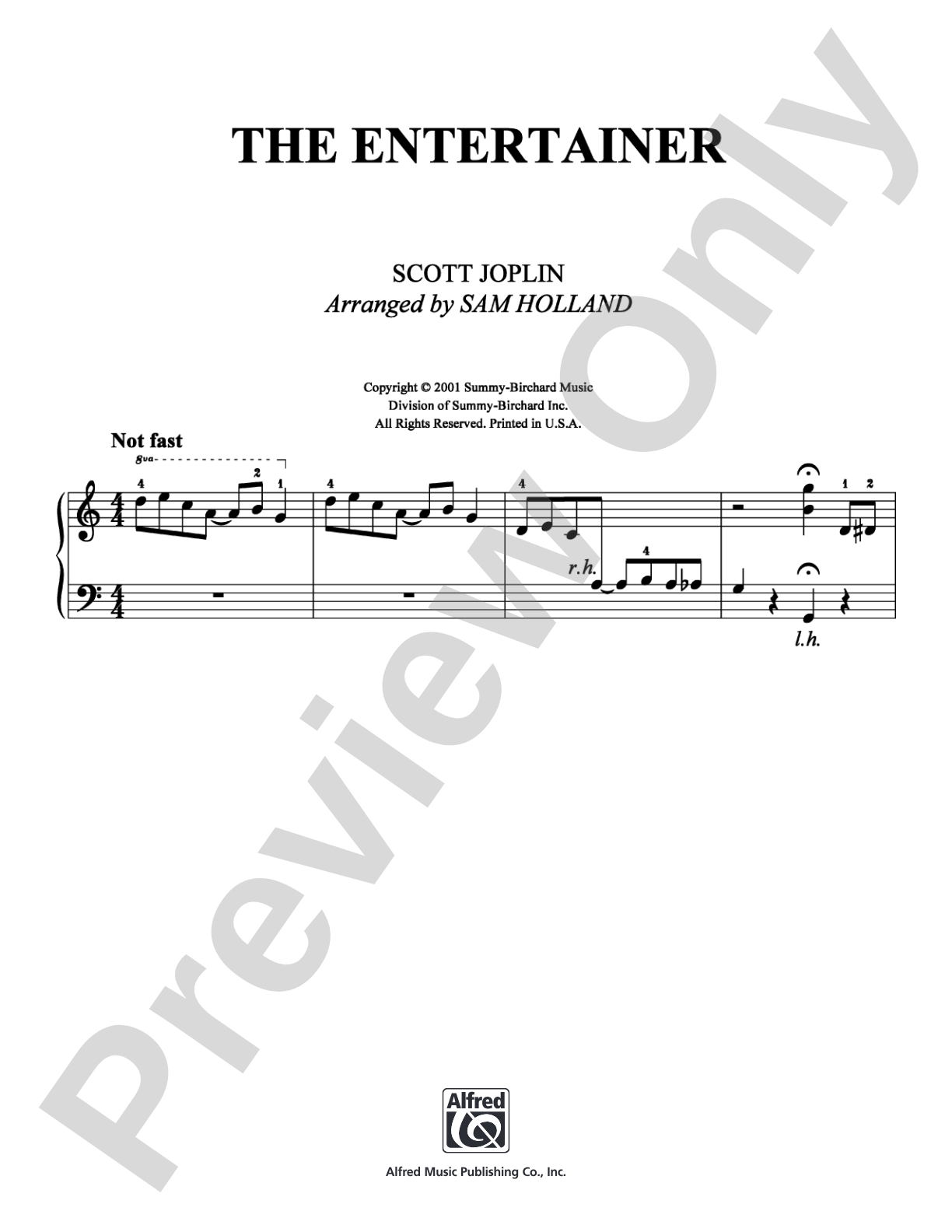The Entertainer: Easy Piano Digital Sheet Music