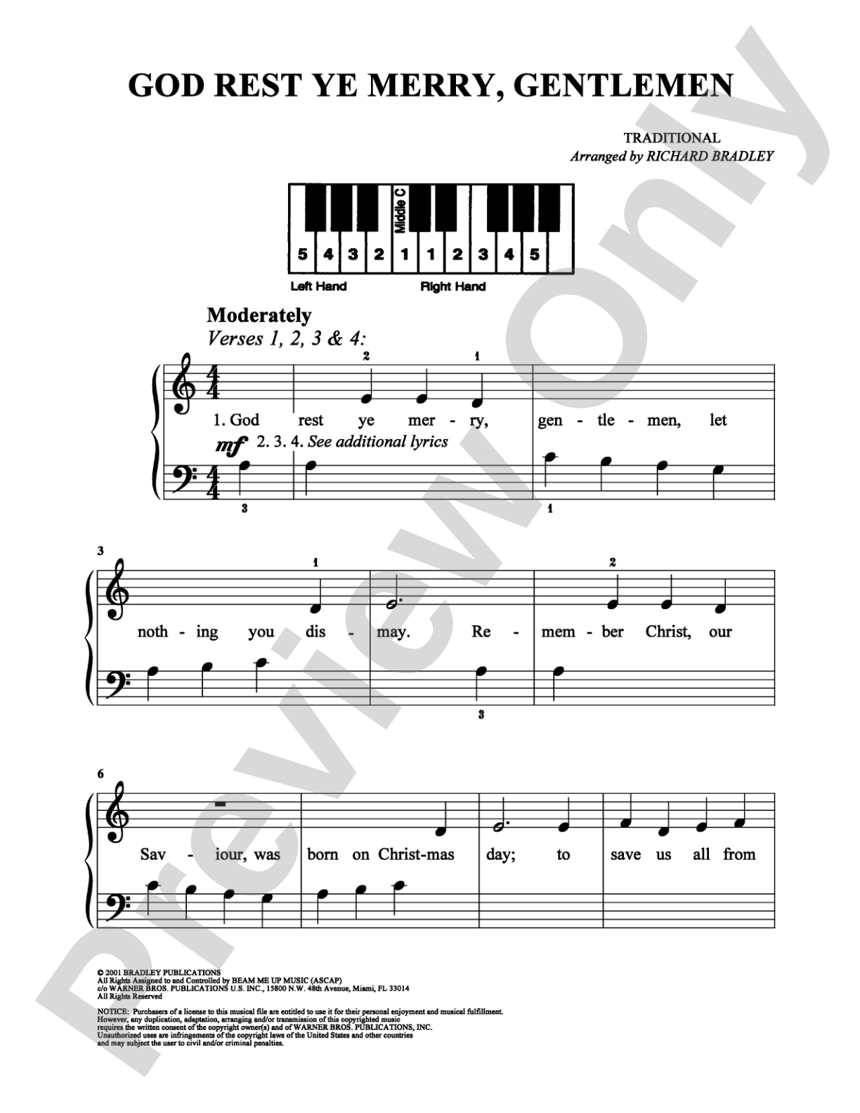 God Rest Ye Merry, Gentlemen: Easy Piano Digital Sheet Music