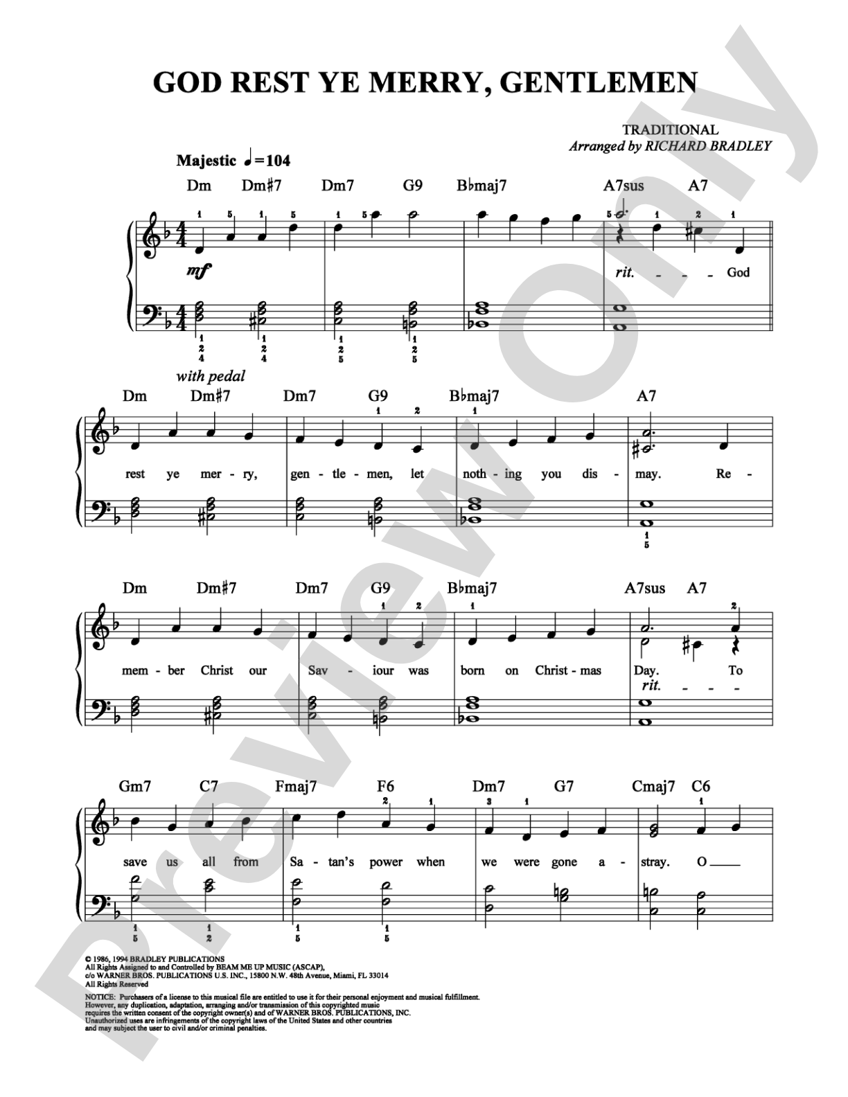 God Rest Ye Merry, Gentlemen: Easy Piano Digital Sheet Music