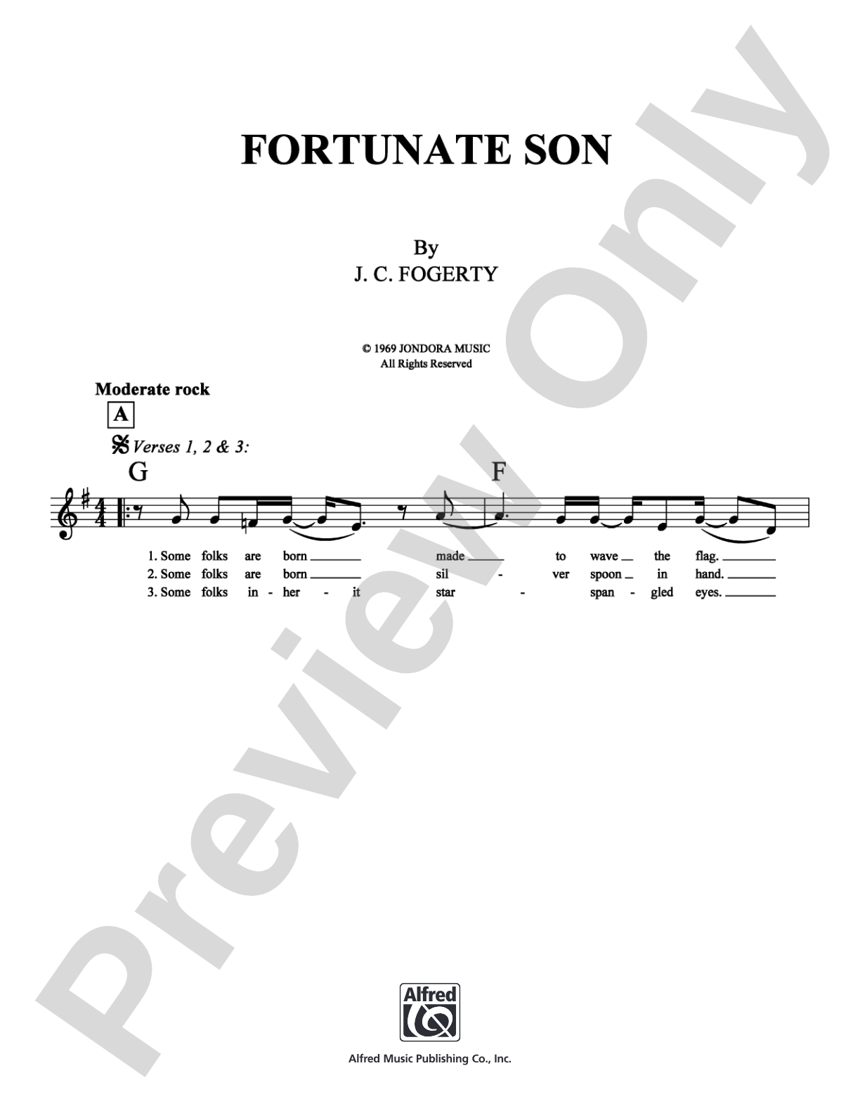 Fortunate Son: Lead Sheet Digital Sheet Music