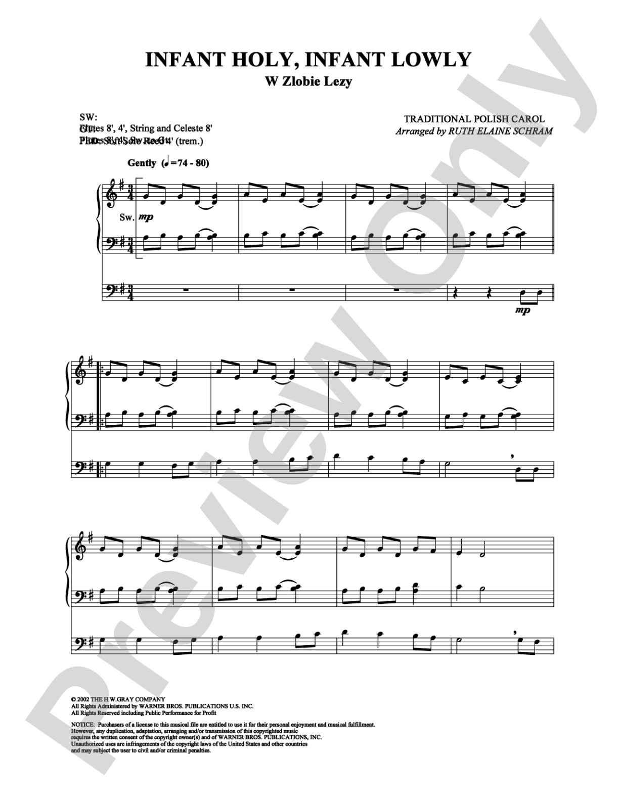 Infant Holy, Infant Lowly: Organ Digital Sheet Music