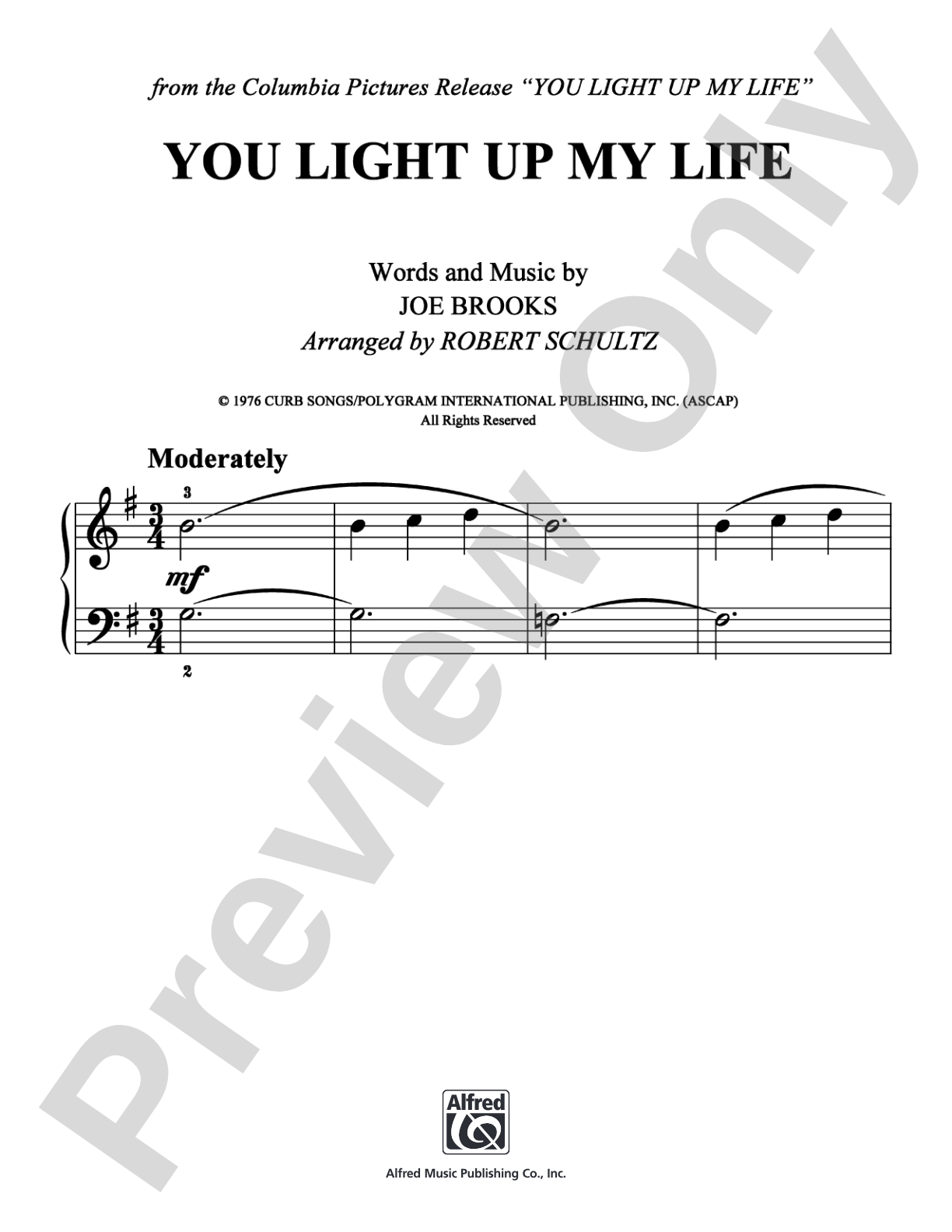 You Light Up My Life: Easy Piano Digital Sheet Music