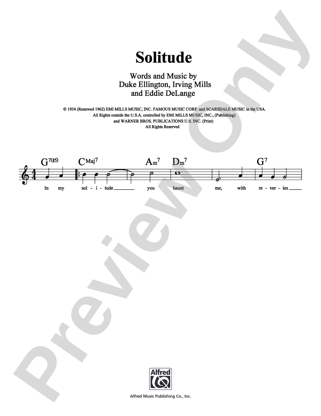 Solitude: Lead Sheet Digital Sheet Music