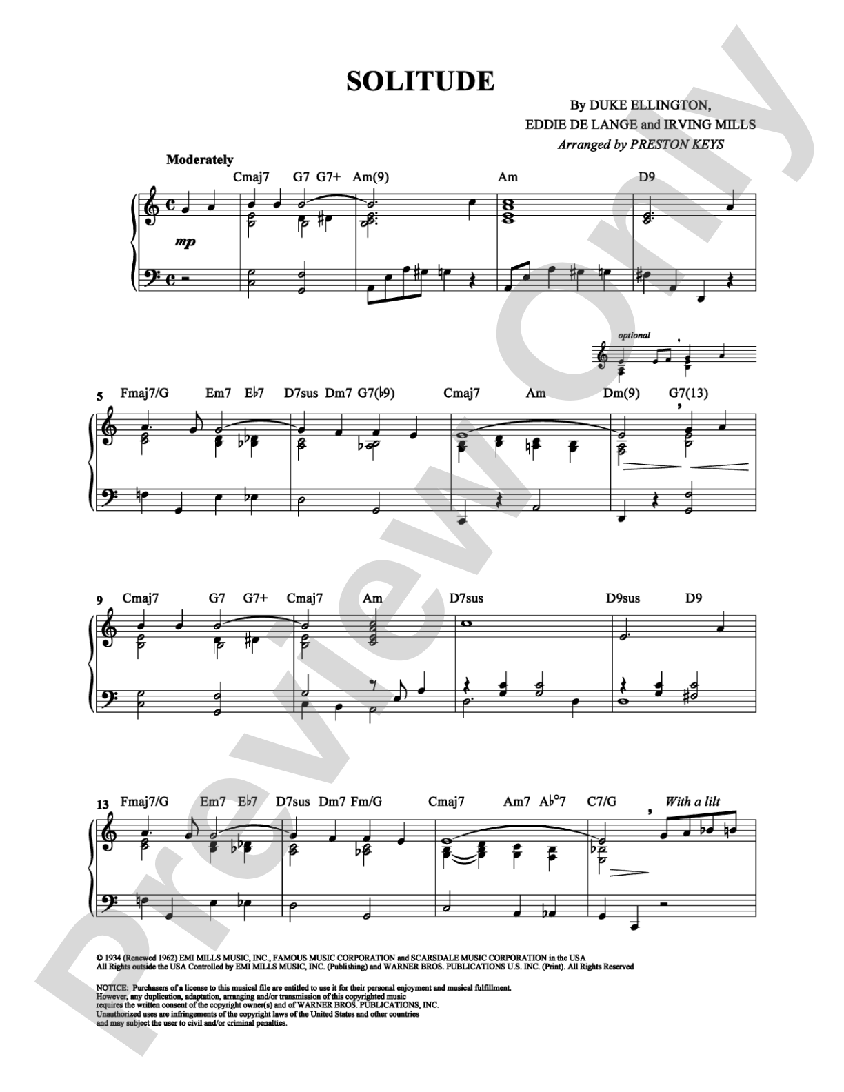 Solitude: Piano Digital Sheet Music