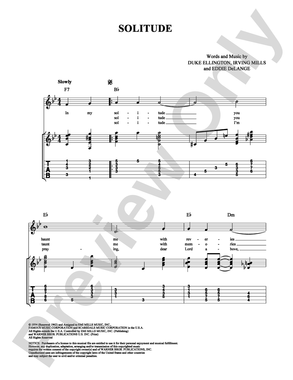 Solitude: Guitar TAB Digital Sheet Music