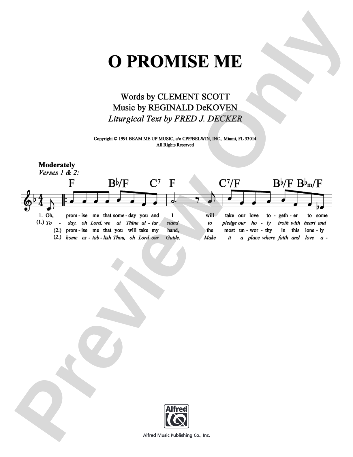O Promise Me: Lead Sheet Digital Sheet Music