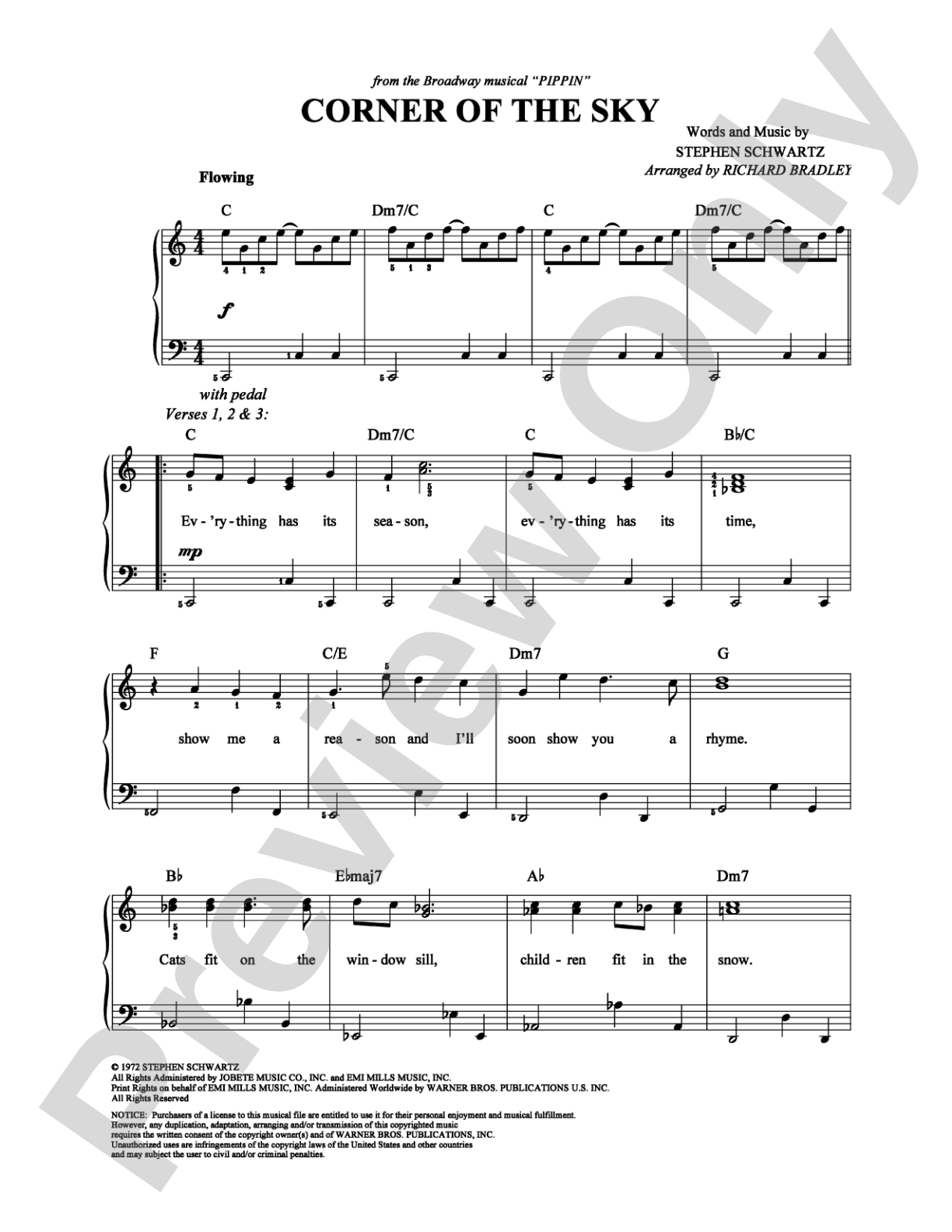 Corner of the Sky: Easy Piano Digital Sheet Music