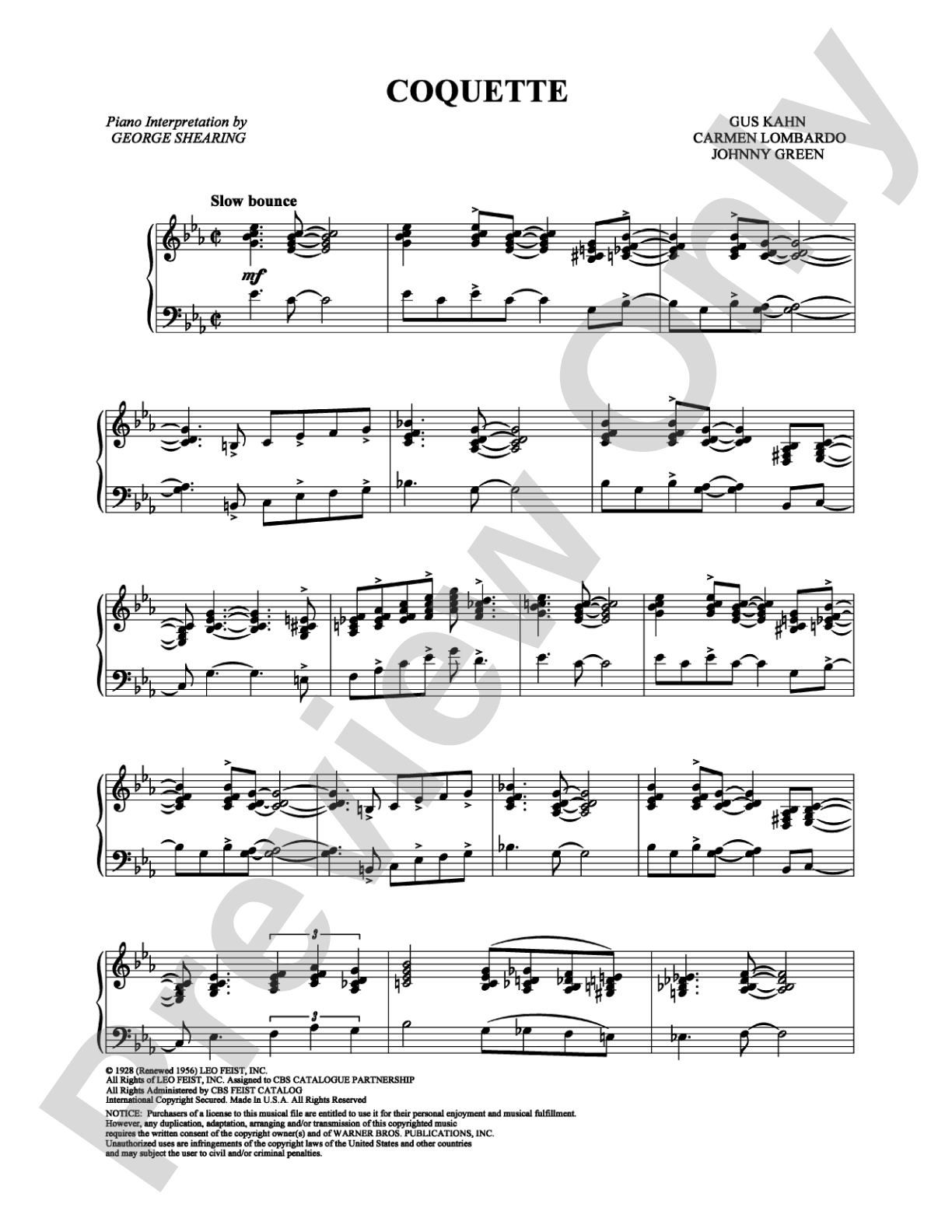 Coquette: Piano Digital Sheet Music