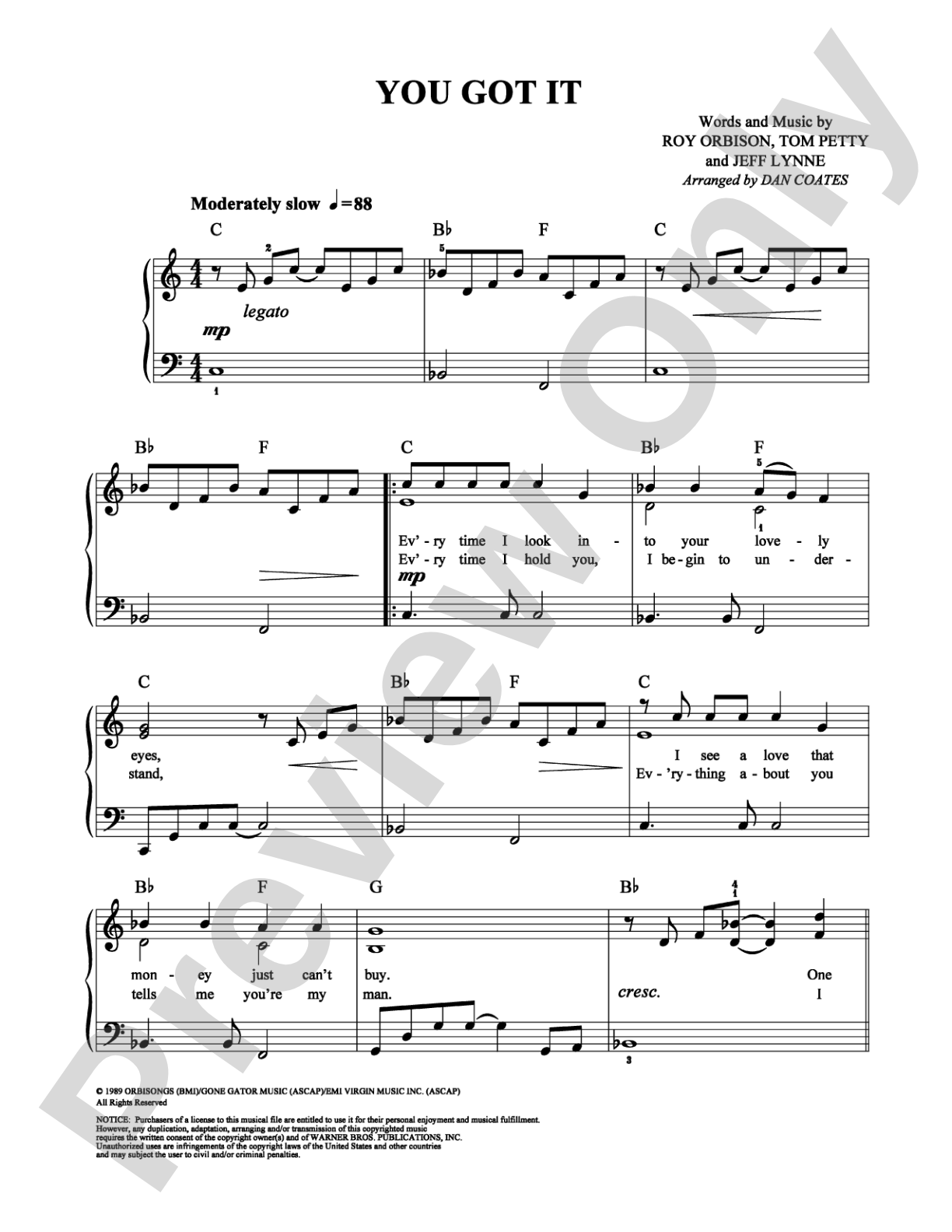 You Got It: Easy Piano Digital Sheet Music