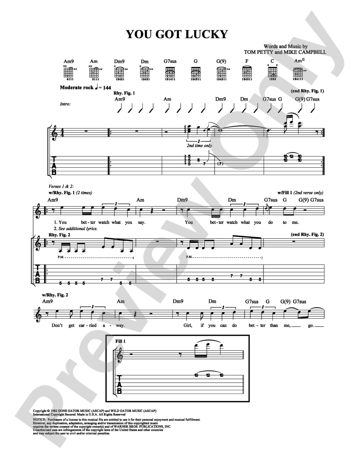 You Got Lucky: Guitar TAB Digital Sheet Music