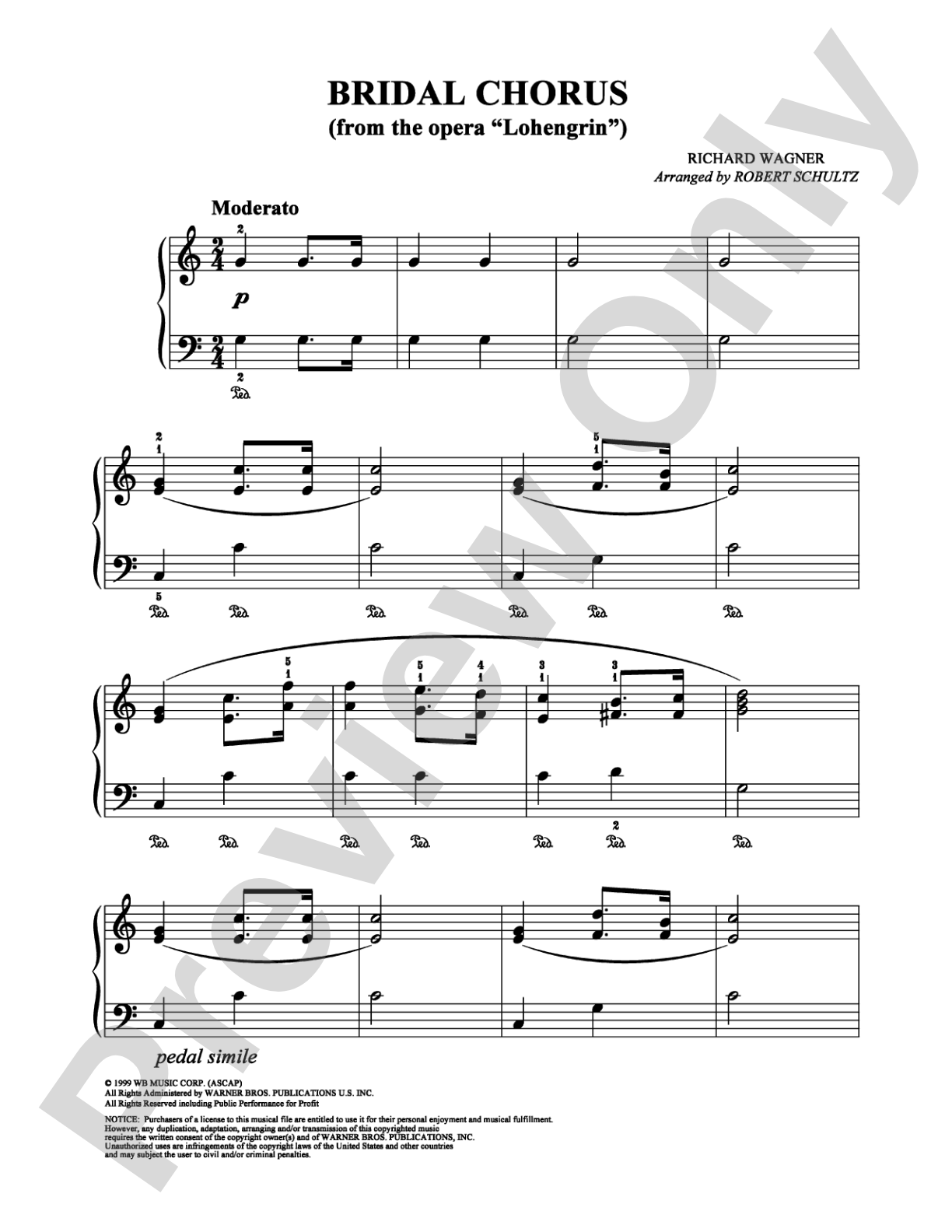 Bridal Chorus (from the opera "Lohengrin"): Easy Piano Digital Sheet Music