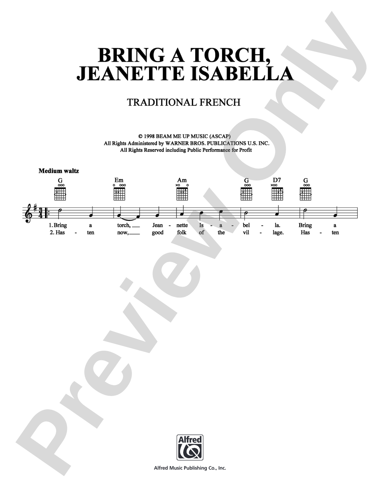 Bring a Torch, Jeanette Isabella: Lead Sheet Digital Sheet Music