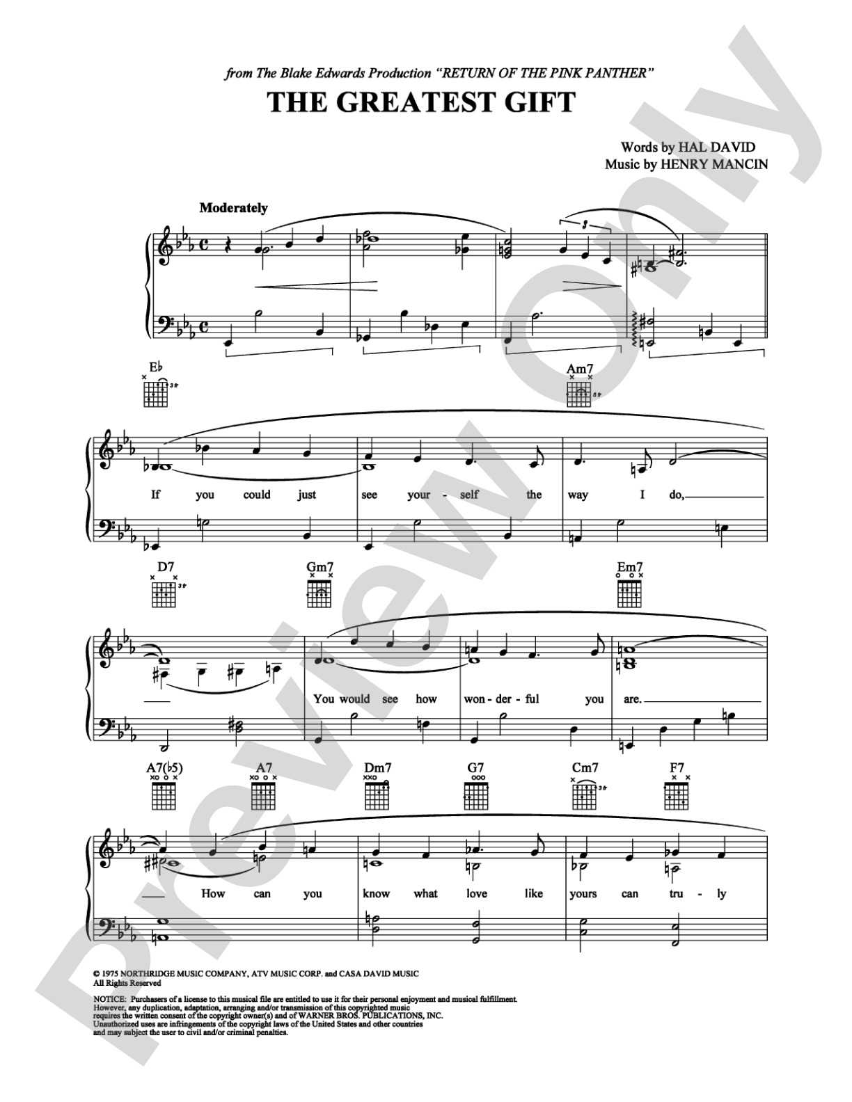 The Greatest Gift: Piano/Vocal/Chords Digital Sheet Music