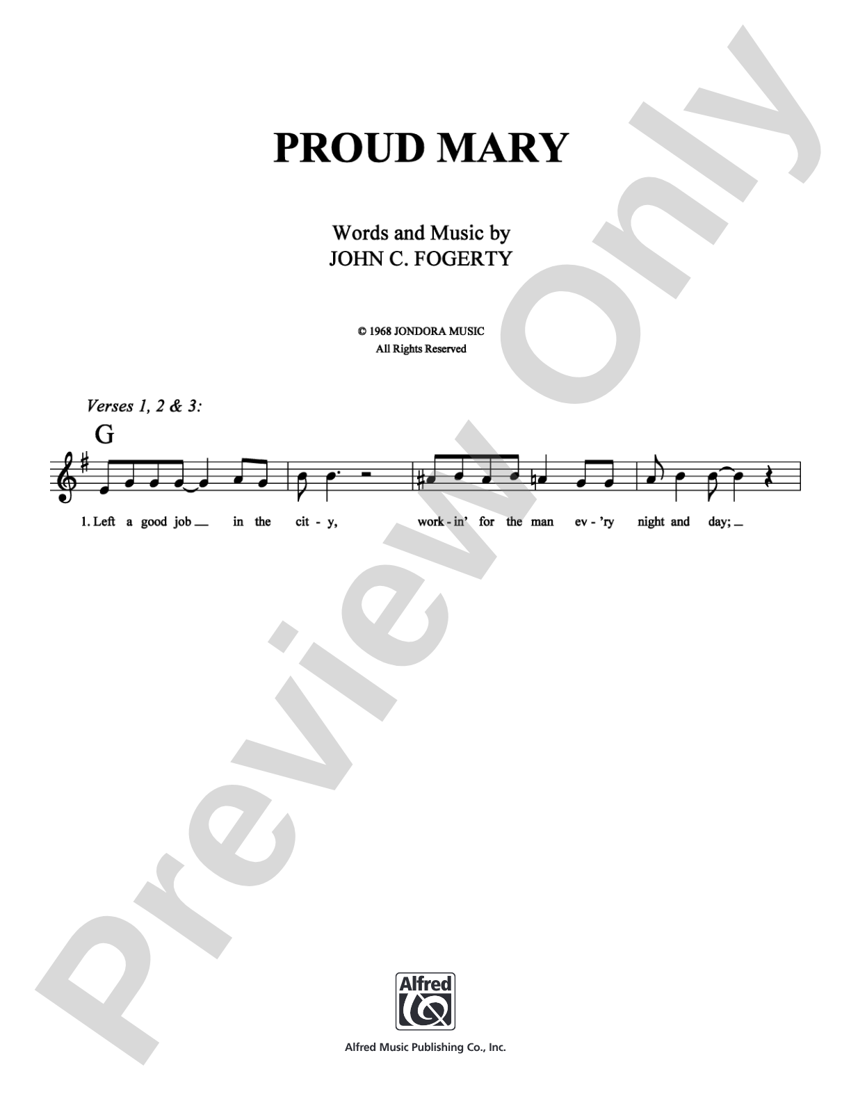 Proud Mary: Lead Sheet Digital Sheet Music