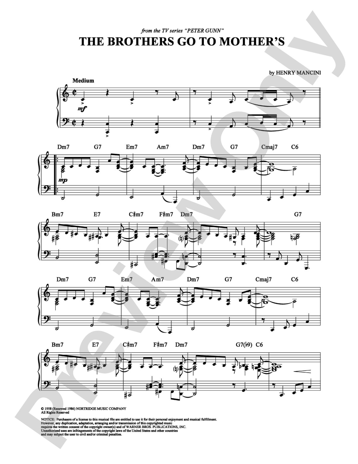 The Brothers Go To Mother's: Piano Digital Sheet Music