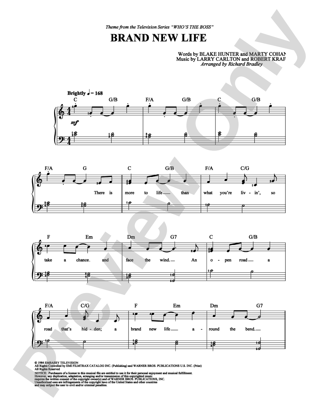 Brand New Life: Easy Piano Digital Sheet Music