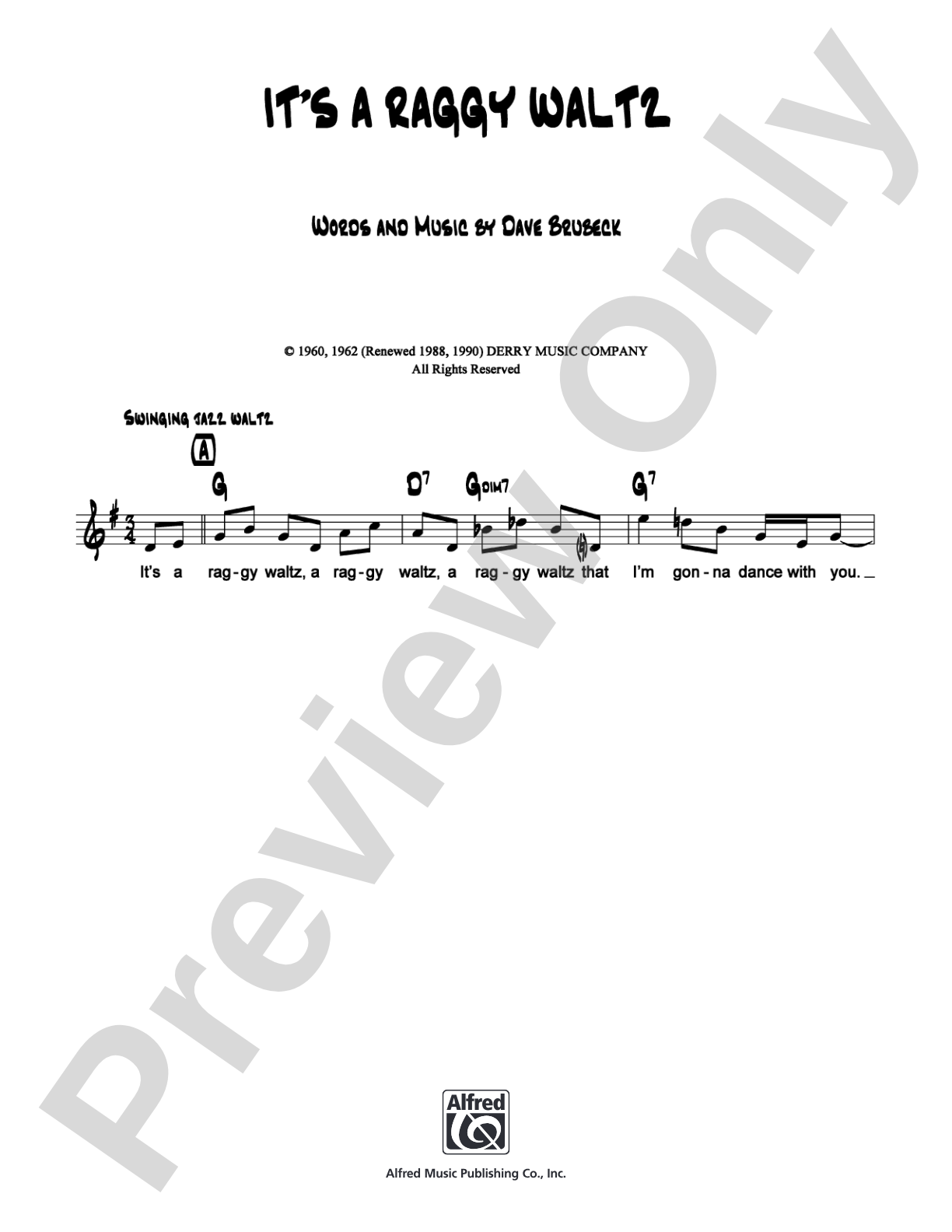 It's a Raggy Waltz: Lead Sheet Digital Sheet Music