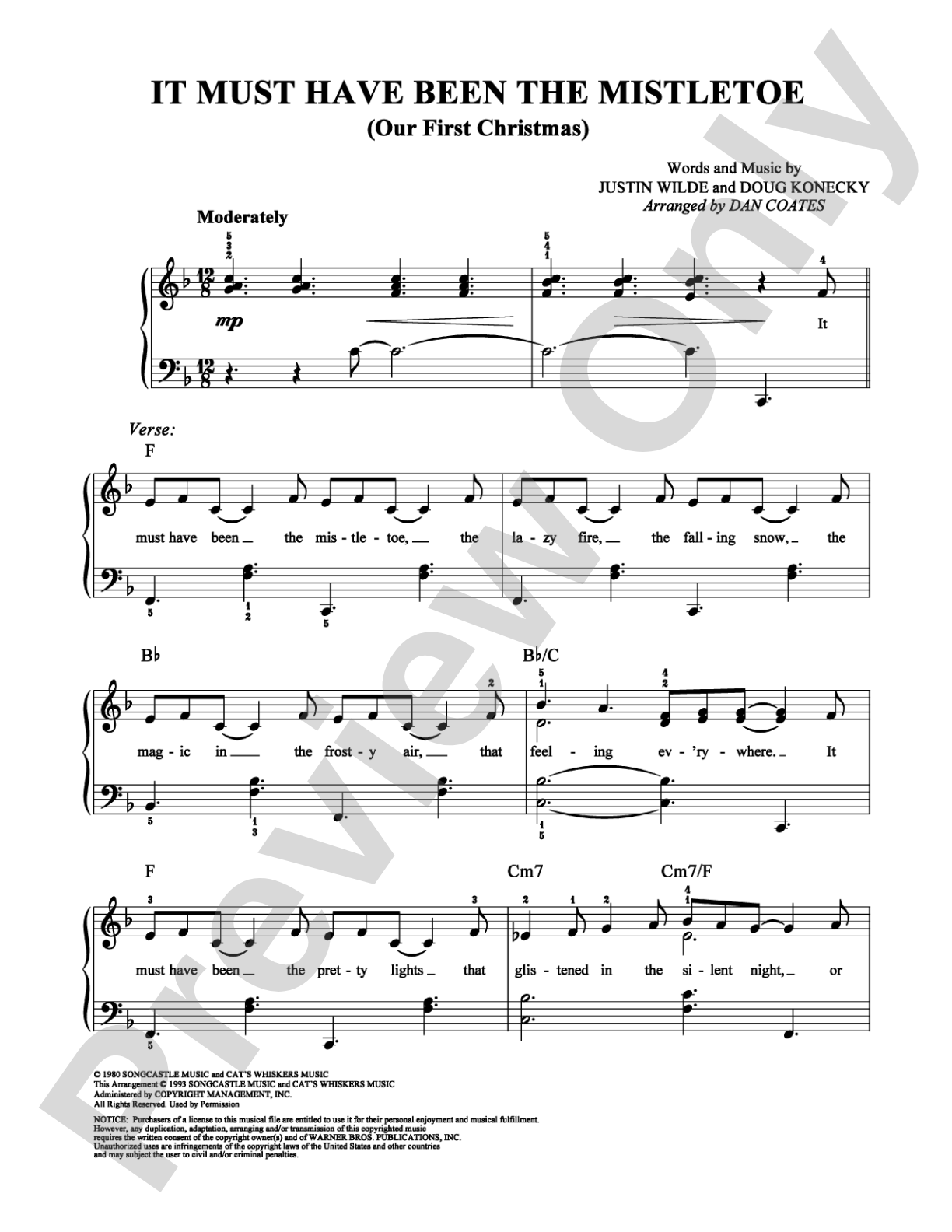 It Must Have Been the Mistletoe: Easy Piano Digital Sheet Music