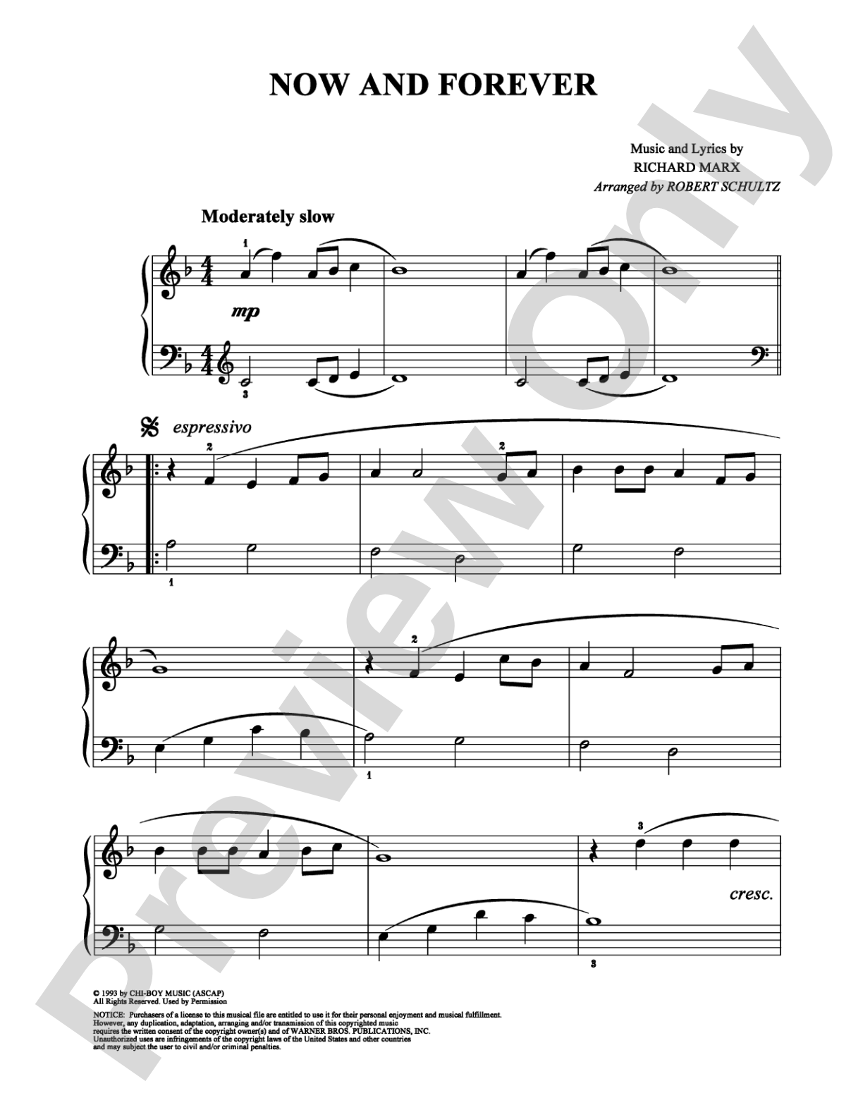 Now and Forever: Easy Piano Digital Sheet Music