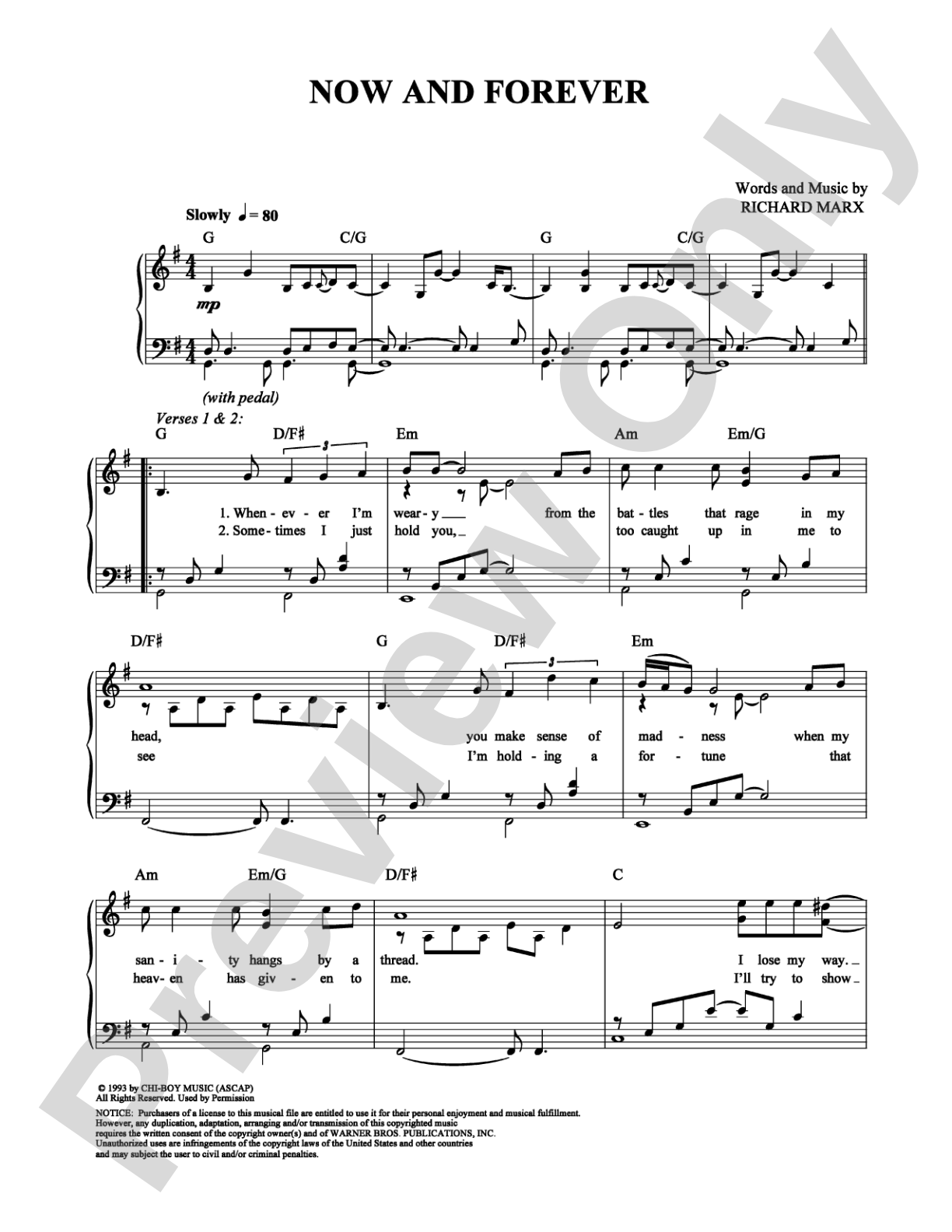 Now and Forever: Piano/Vocal/Chords Digital Sheet Music